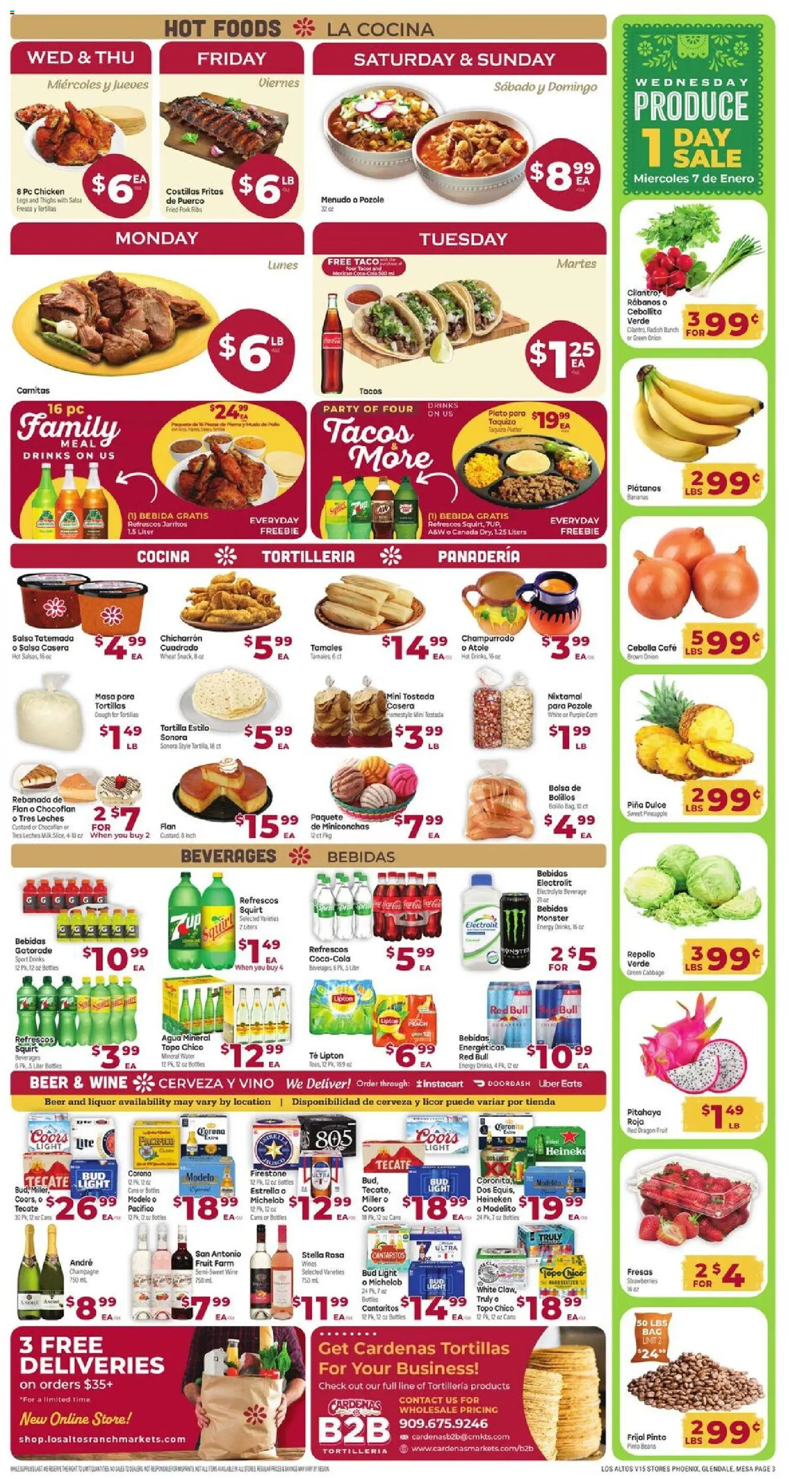 Cardenas Weekly Ad - AZ - valid from 07.01.2026 | Page: 3 | Products: Wine, Pineapple, Water, Onion