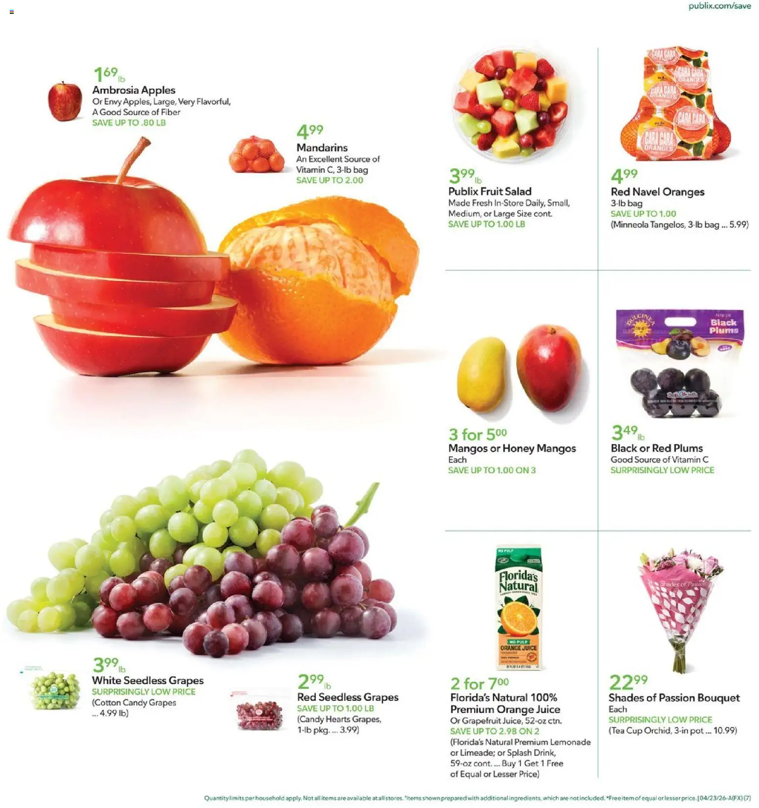 Publix Weekly Ad - valid from 22.04.2026 | Page: 7 | Products: Mandarins, Apples, Oranges, Bag