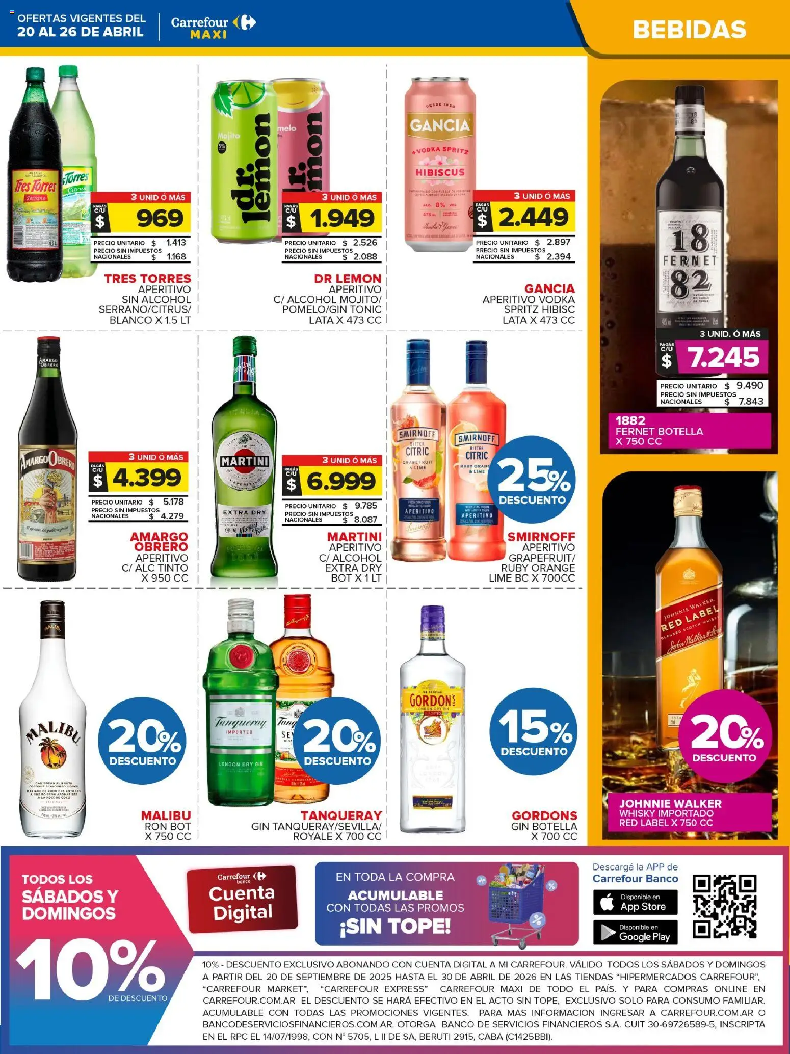 Carrefour Maxi catálogo │ válido desde el 20.04.2026 | Página: 3 | Productos: Whisky, Botella, Banco, Gin