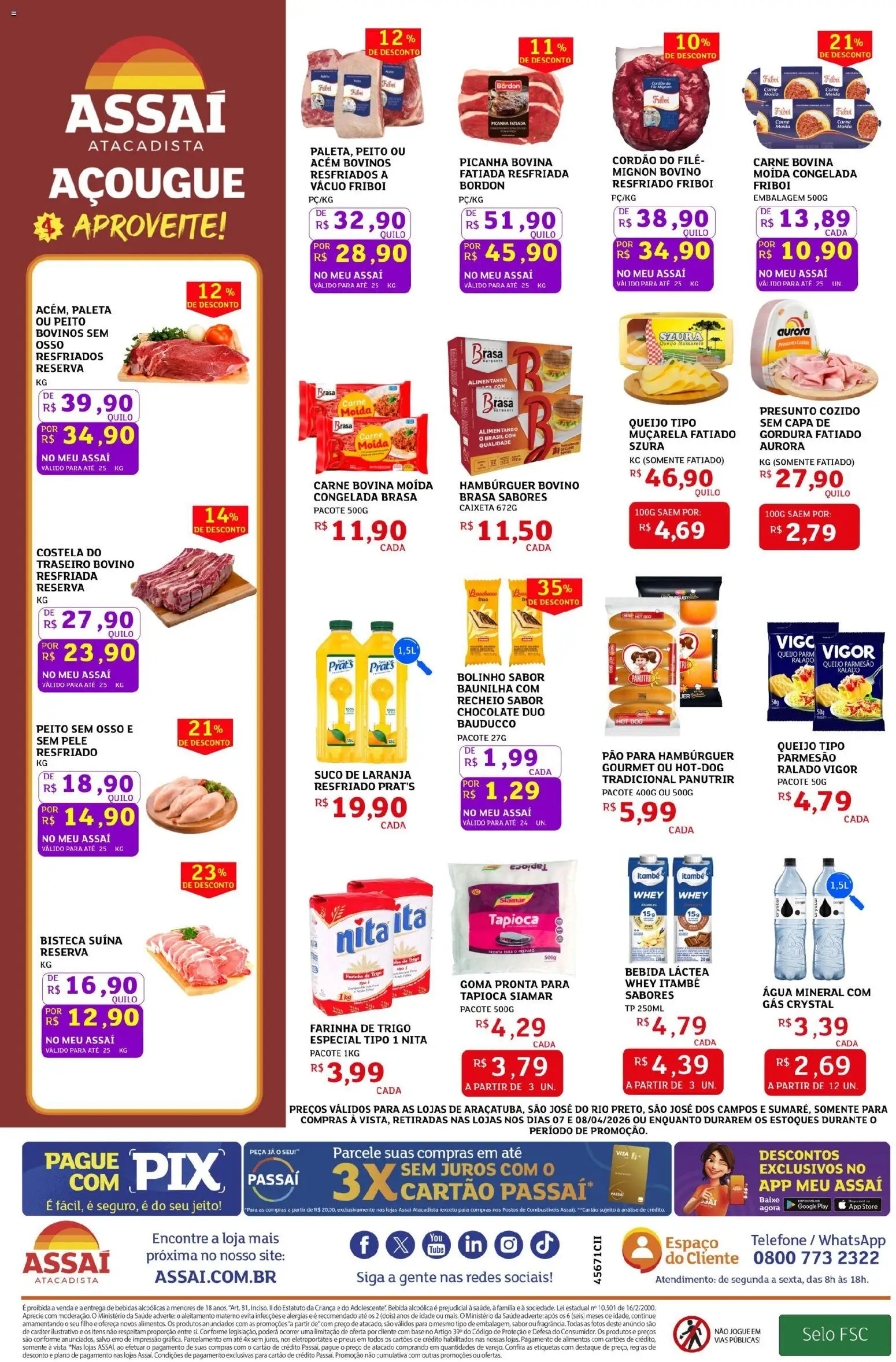 Assaí Atacadista Folheto - válido de 07.04.2026 | Página: 2 | Produtos: Chocolate, Suco, Queijo parmesão, Mussarela