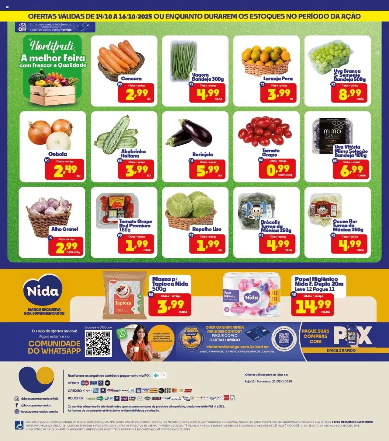 Boa Supermercados Folheto - válido de 14.10.2025 | Página: 2 | Produtos: Abobrinha, Repolho, Ovos, Couve