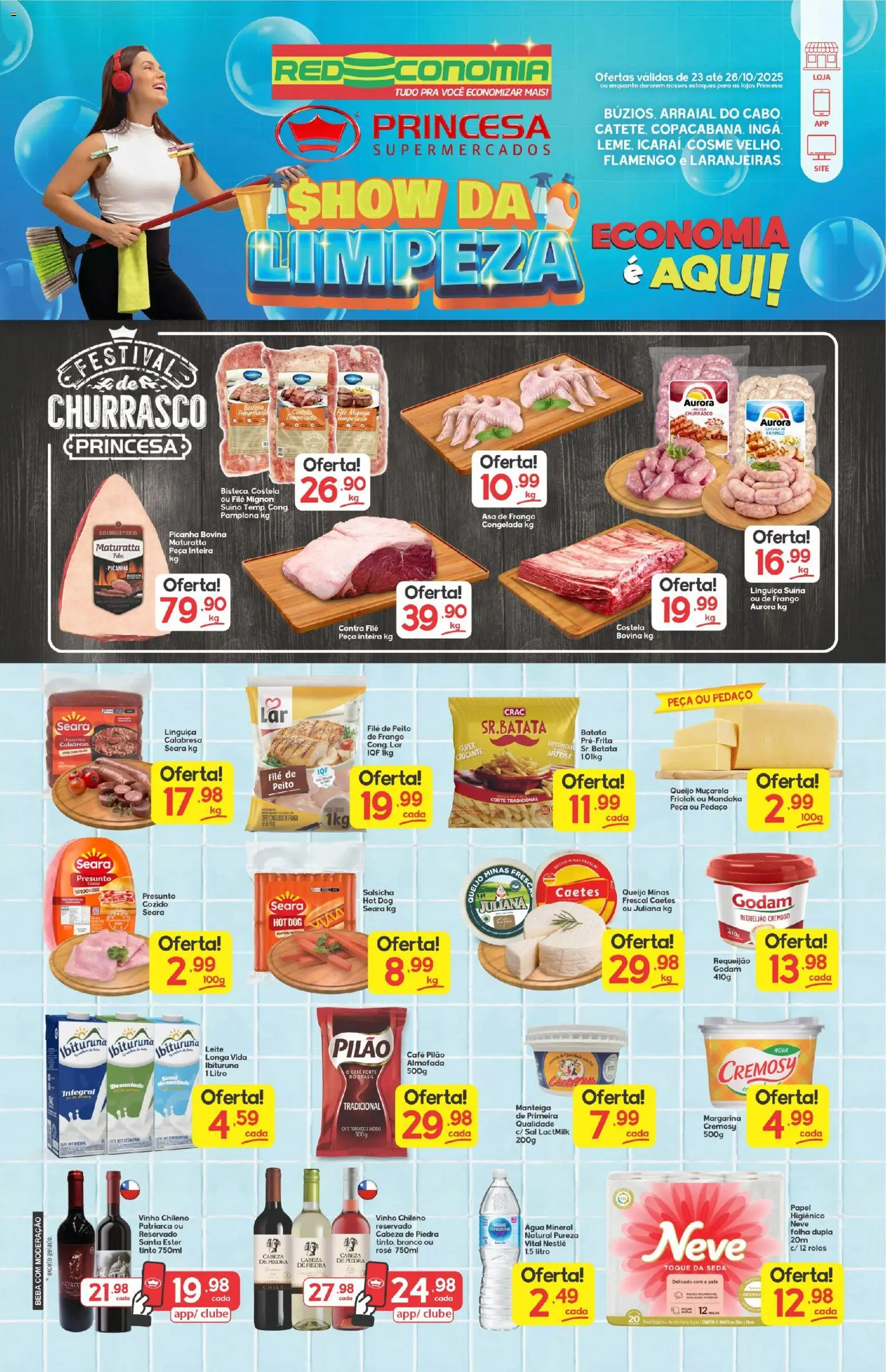 Princesa Folheto - válido de 23.10.2025 | Página: 1 | Produtos: Salsicha, Filé mignon, Picanha, Batata