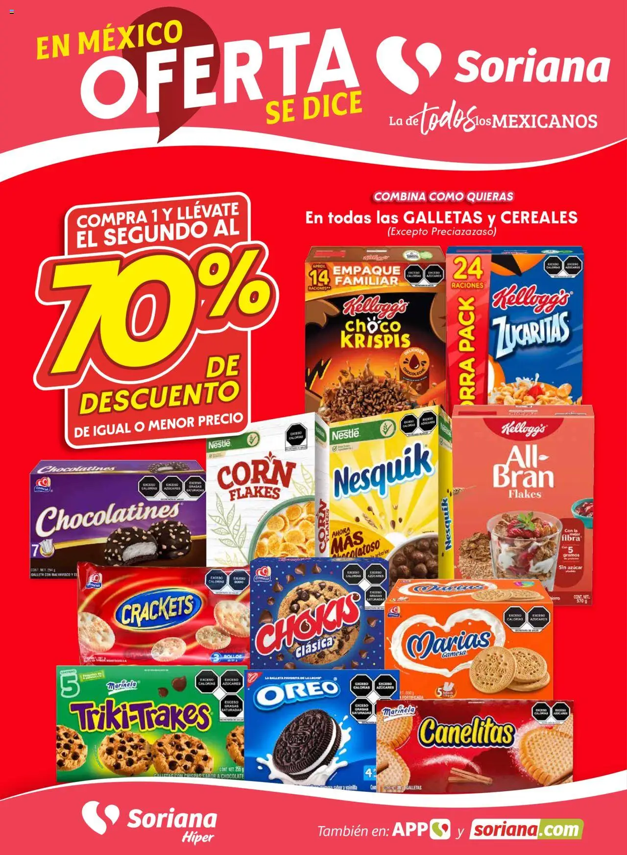Nuevas ofertas de Soriana válidas en toda la República Mexicana desde el 14.08.2025. ¡Encuentra las mejores ofertas en Soriana folleto! | Página: 1 | Productos: Azúcar, Chocolate, Cereales, Galletas