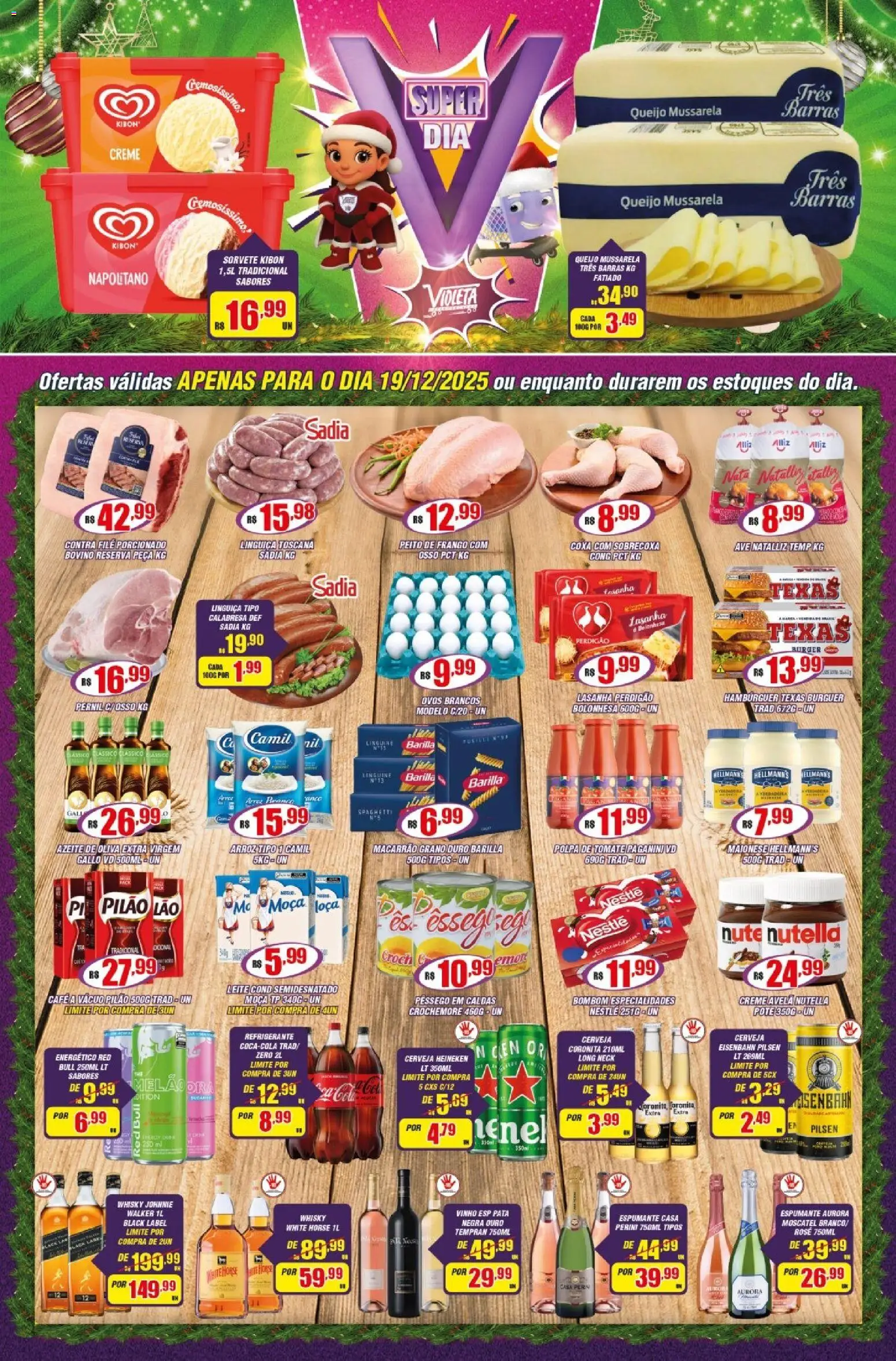 Violeta Supermercados Folheto - válido de 19.12.2025 | Página: 1 | Produtos: Whisky, Eisenbahn, Leite, Frango