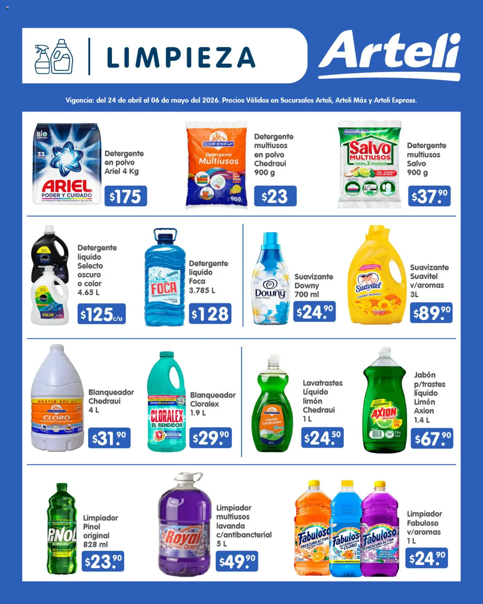 Nuevas ofertas de Arteli válidas en toda la República Mexicana desde el 24.04.2026. ¡Encuentra las mejores ofertas en Arteli folleto Quincenal! | Página: 14 | Productos: Detergente, Ropa, Polvo, Jabón