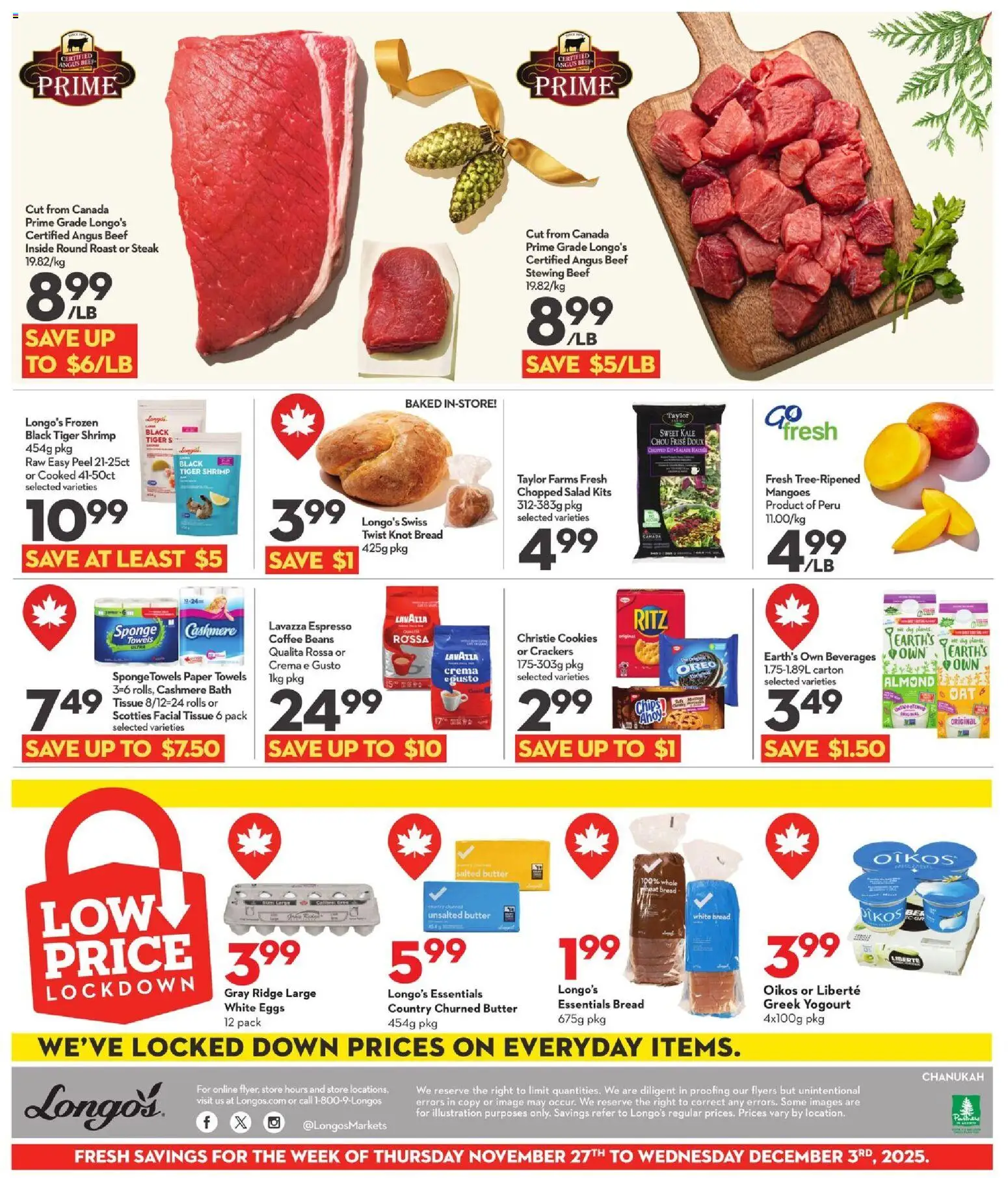 Longo's flyer valid from 27.11.2025 | Page: 3 | Products: Ridge, Bath, Eggs, Bread