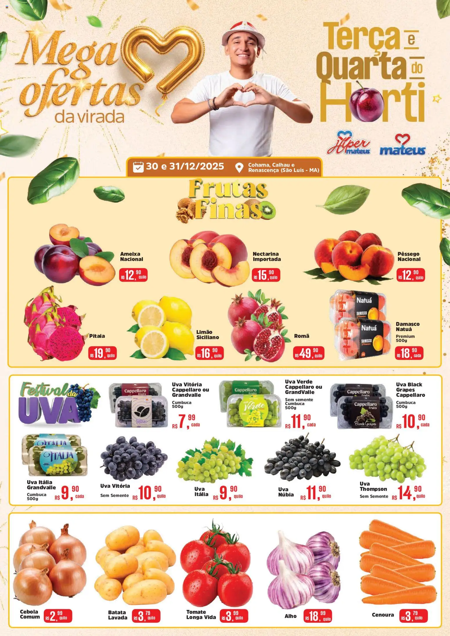 Mateus Folheto - válido de 30.12.2025 | Página: 1 | Produtos: Damasco, Alho, Cebola, Batata