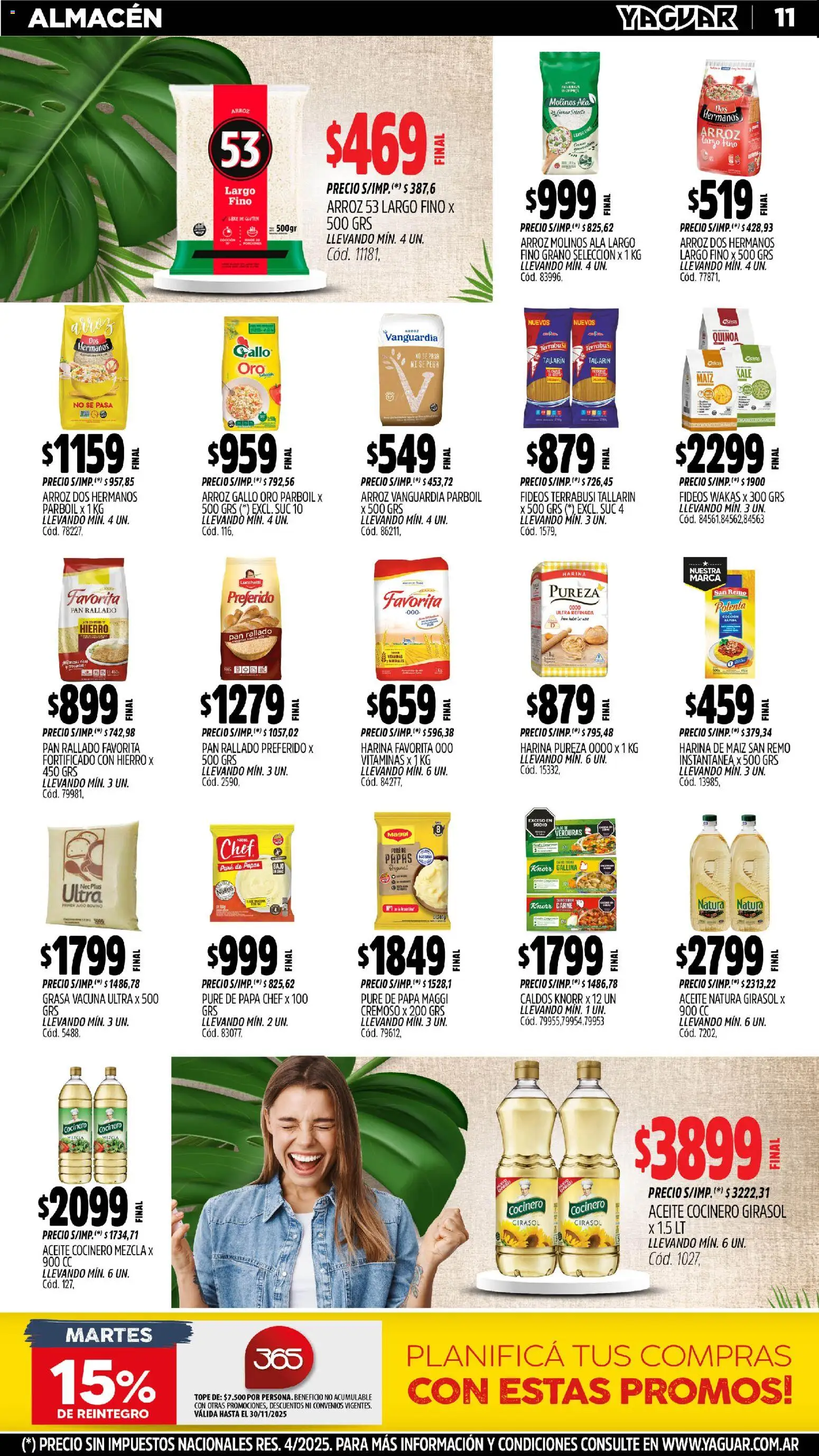 Yaguar - General Roca │ válido desde el 10.11.2025 | Página: 12 | Productos: Harina, Papa, Aceite, Arroz