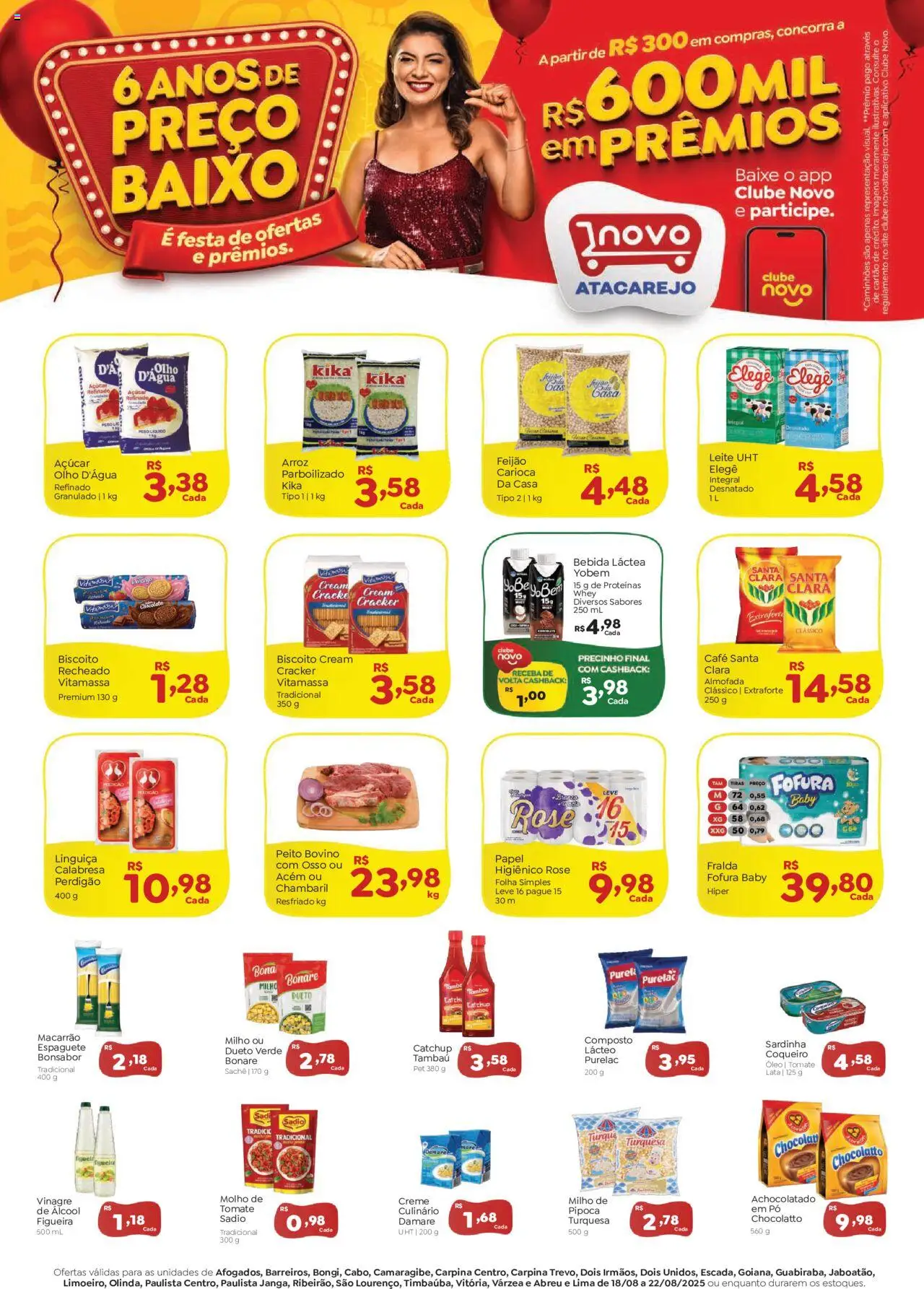 Novo Atacarejo Folheto - válido de 18.08.2025 | Página: 1 | Produtos: Espaguete, Óleo, Açúcar, Granulado