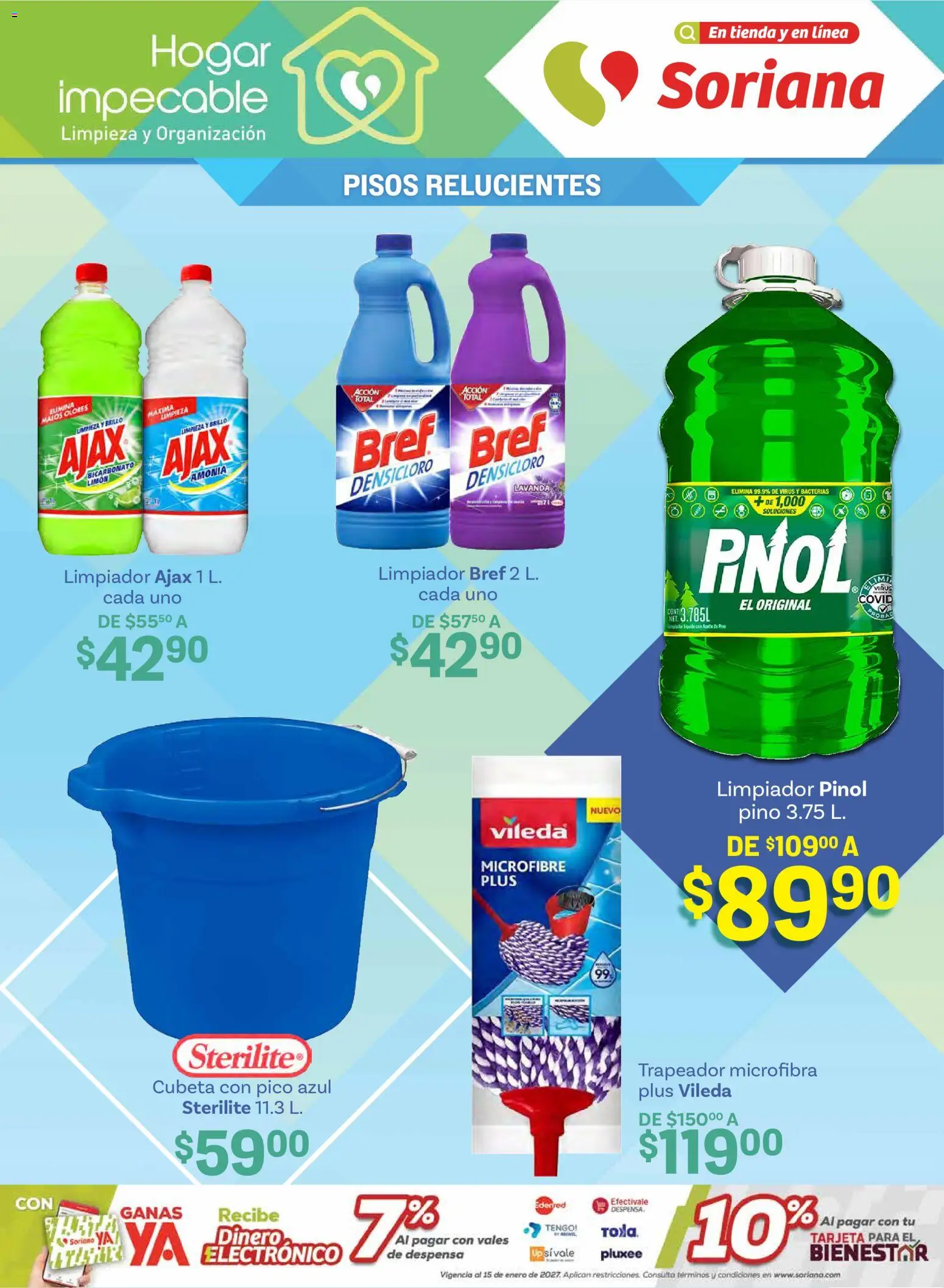 Nuevas ofertas de Soriana válidas en toda la República Mexicana desde el 15.01.2026. ¡Encuentra las mejores ofertas en Soriana - Hogar impecable Súper Nacional! | Página: 17 | Productos: Limpiador, Pico, Trapeador, Despensa