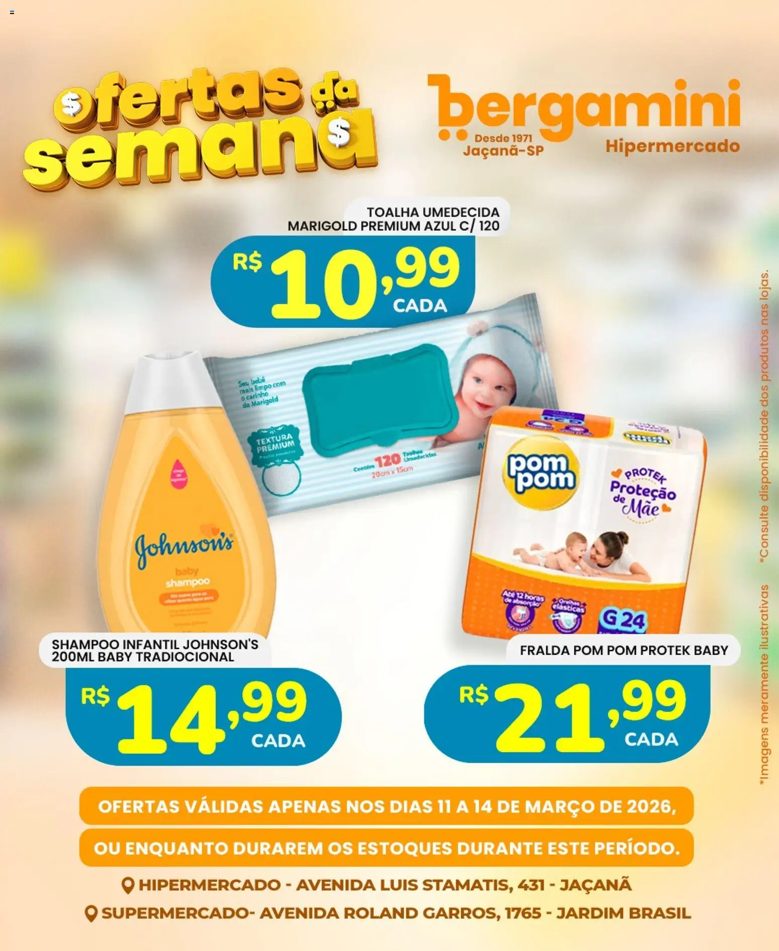Supermercado Bergamini Folheto - válido de 11.03.2026 | Página: 14 | Produtos: Shampoo, Toalha umedecida