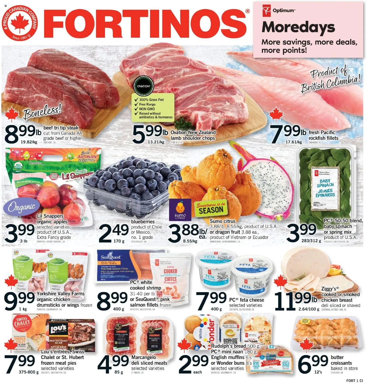 Fortinos flyer valid from 29.01.2026 | Page: 1 | Products: Cheese, Bread, Chicken, Apples