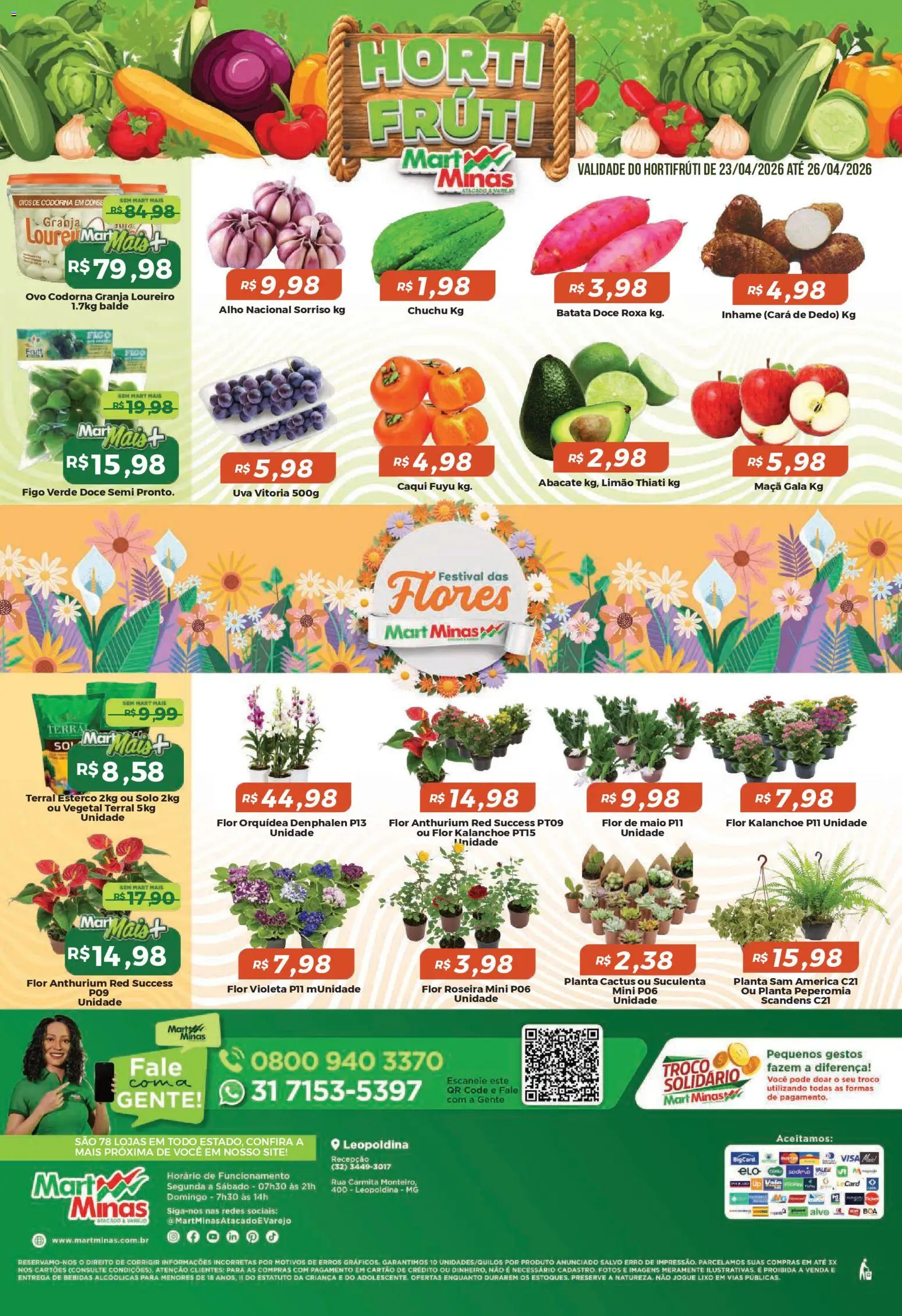 Mart Minas Folheto - válido de 23.04.2026 | Página: 8 | Produtos: Figo, Inhame, Flores, Batata
