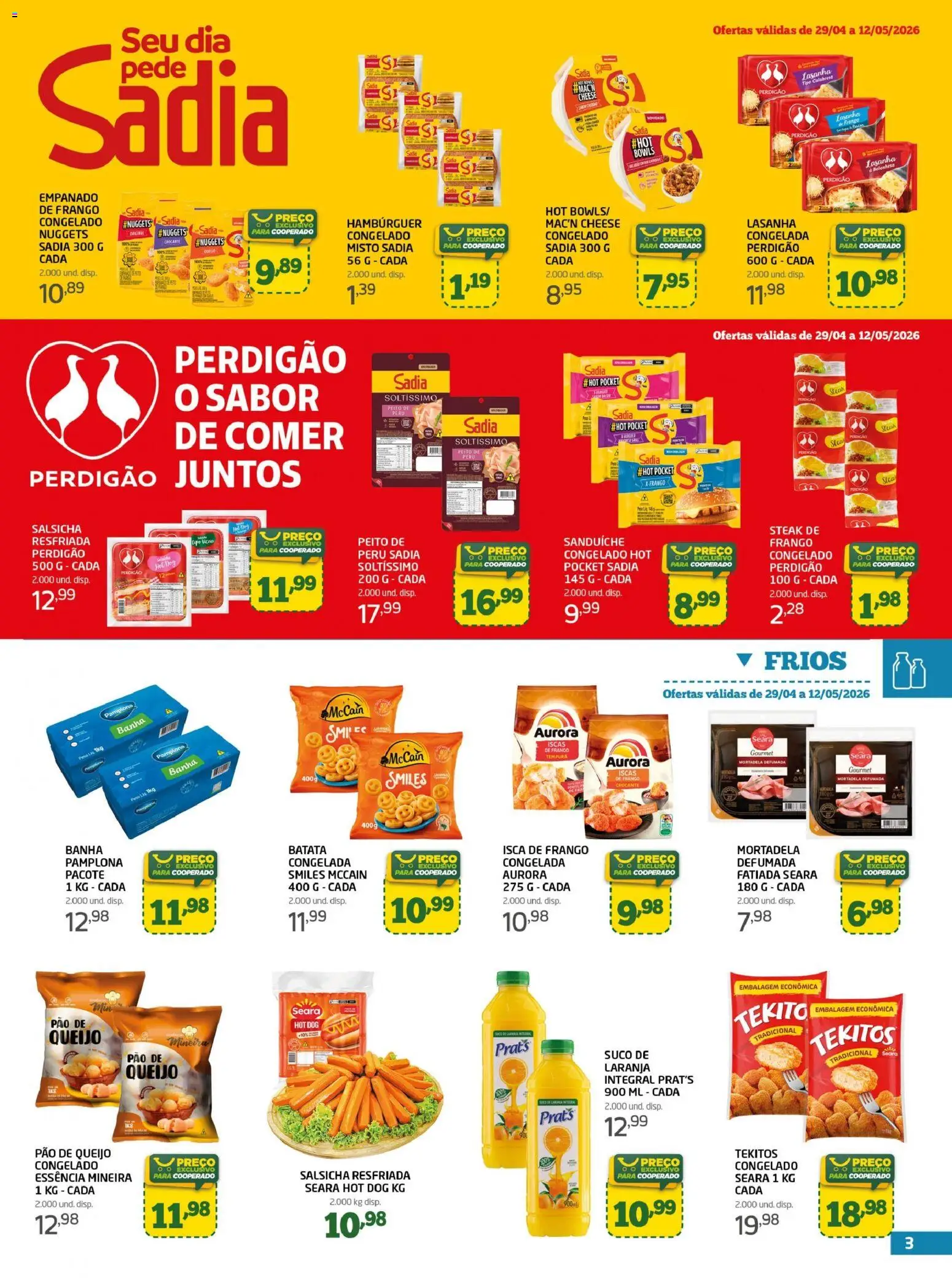 Cooper Folheto - válido de 29.04.2026 | Página: 3 | Produtos: Queijo, Mortadela, Hambúrguer, Frango