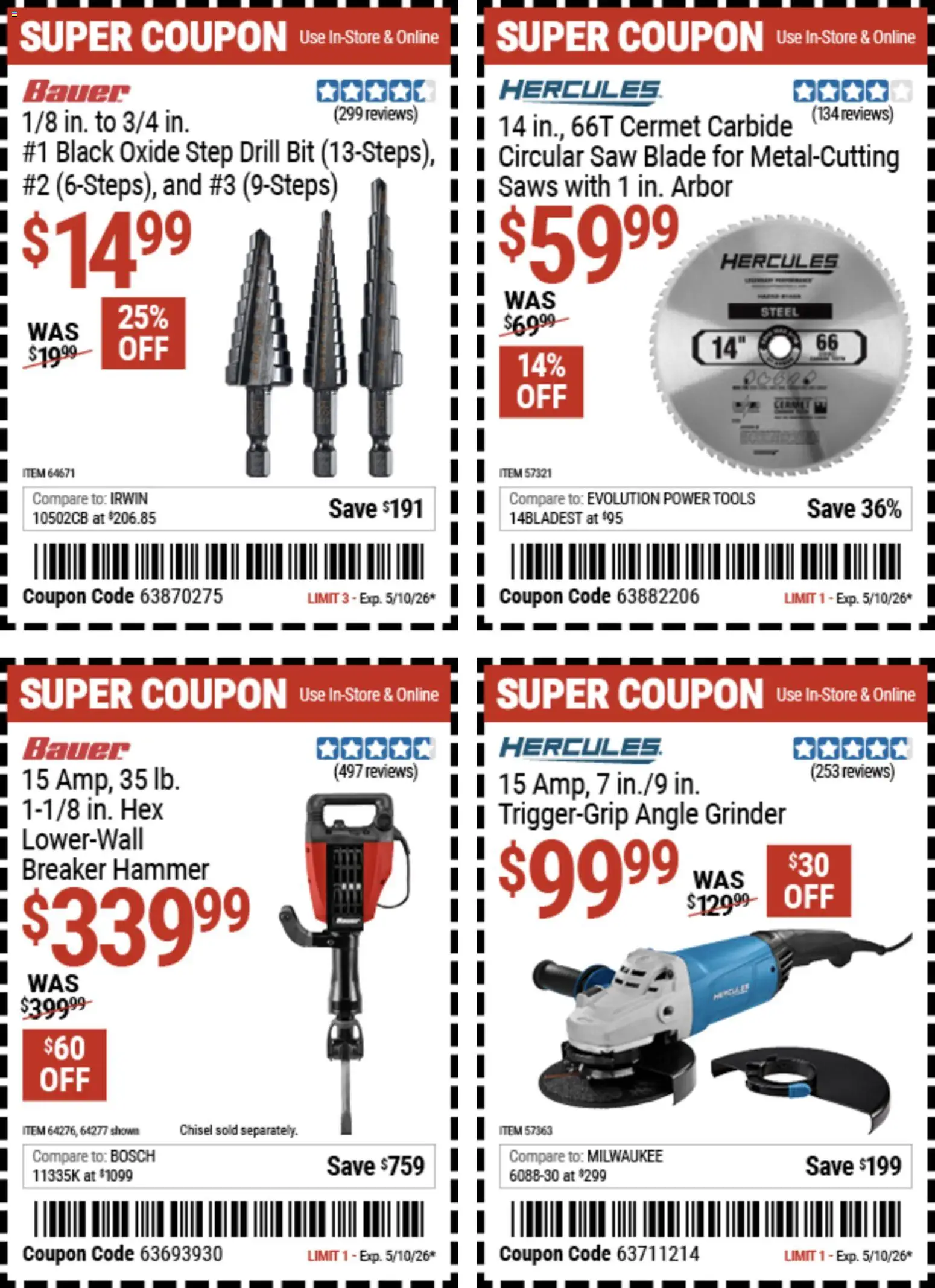 Harbor Freight Weekly Ad - valid from 27.04.2026 | Page: 19 | Products: Saw, Angle Grinder, Drill Bit, Grinder