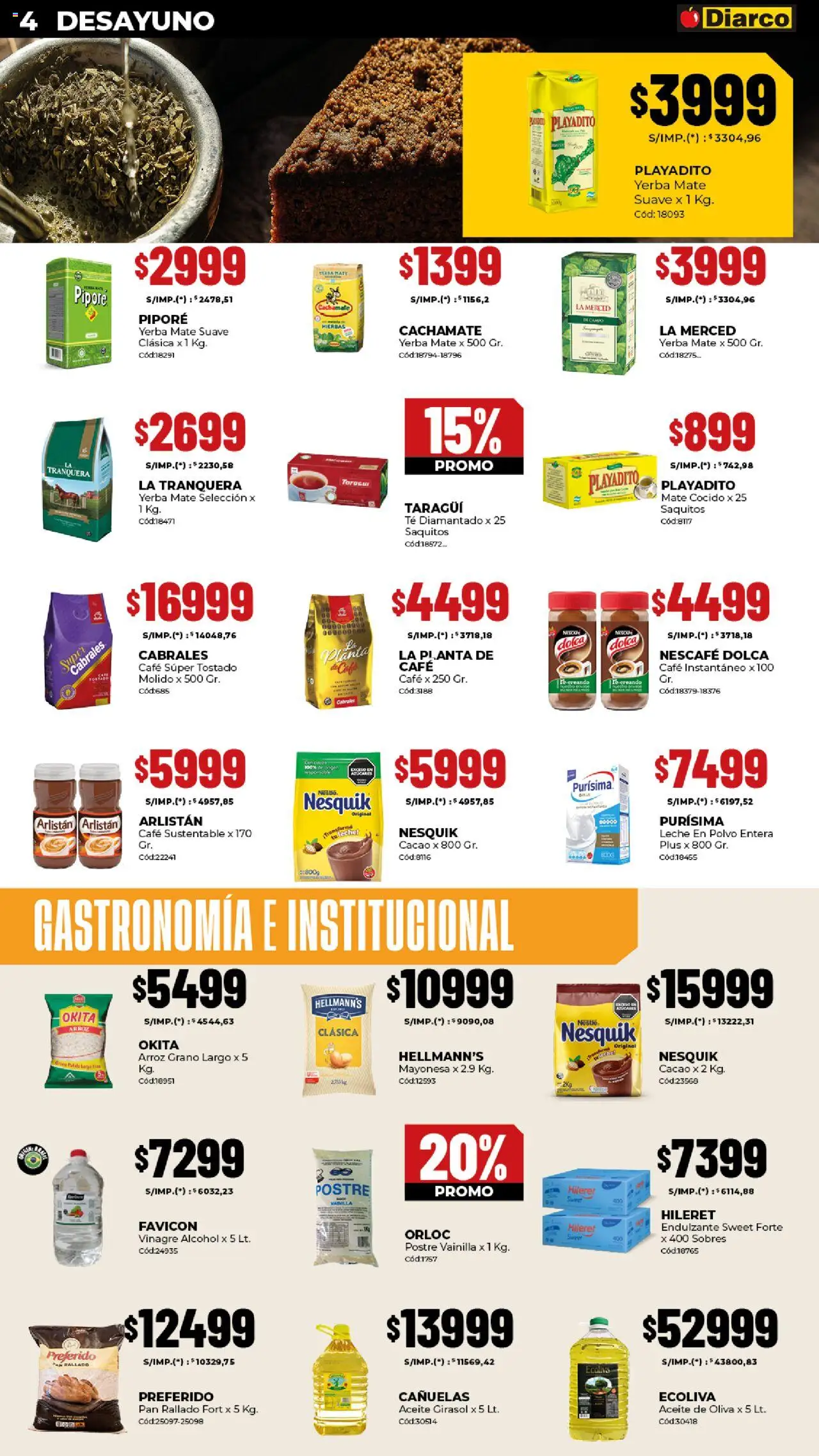 Diarco - Ofertas Sur │ válido desde el 20.10.2025 | Página: 4 | Productos: Pan, Café, Cacao, Planta