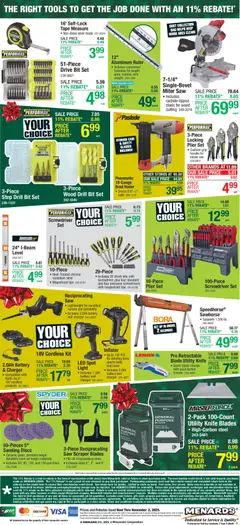 Preview of Menards weekly ads valid from 22.10.2025 | Page: 3 | Products: Pneumatic, Screwdriver, Drill Bit, Weight