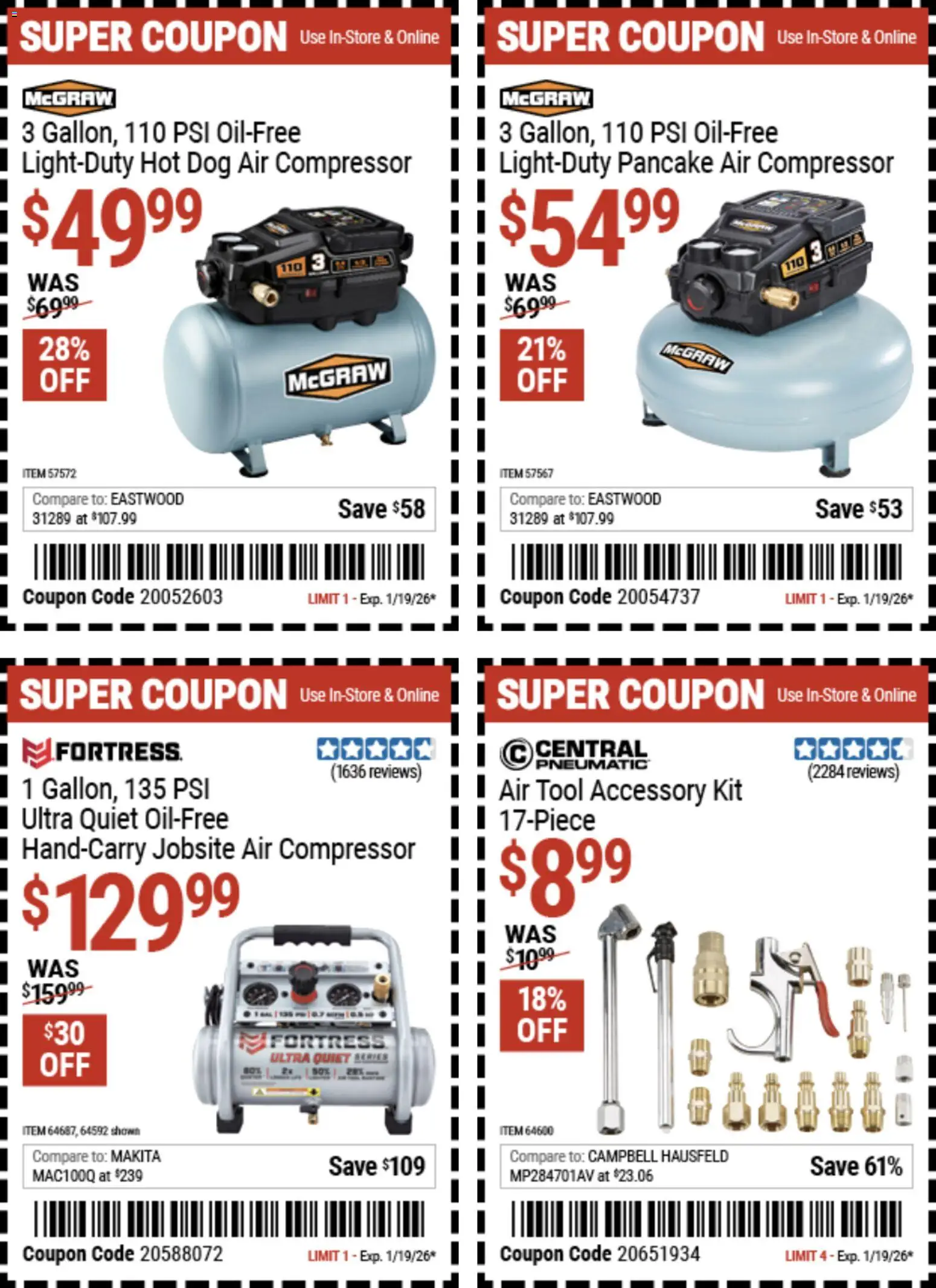 Harbor Freight Weekly Ad - valid from 29.12.2025 | Page: 5 | Products: Compressor, Pneumatic