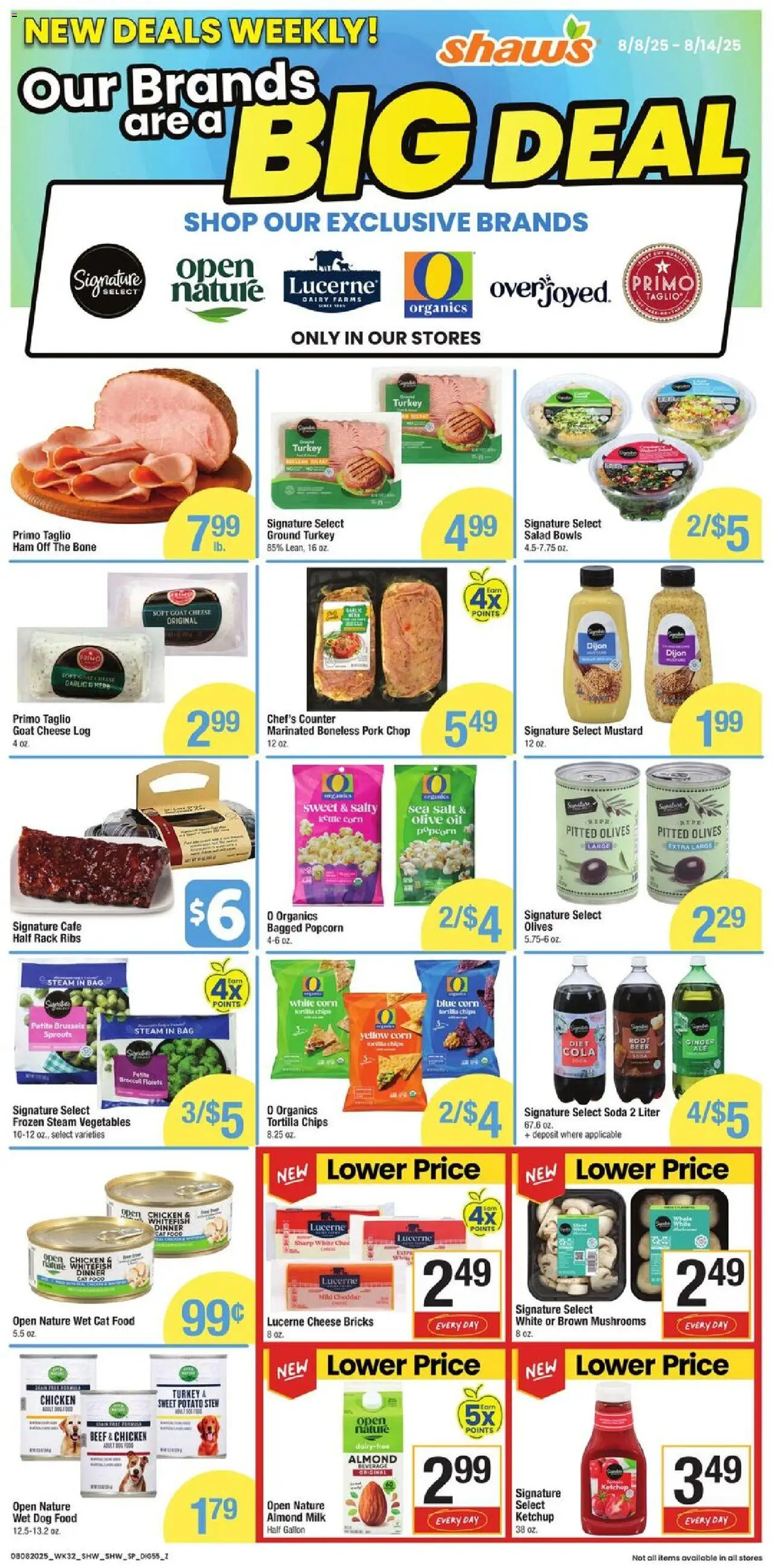 Shaw's Additional Savings - valid from 08.08.2025 | Page: 2 | Products: Milk, Ham, Beer, Chips