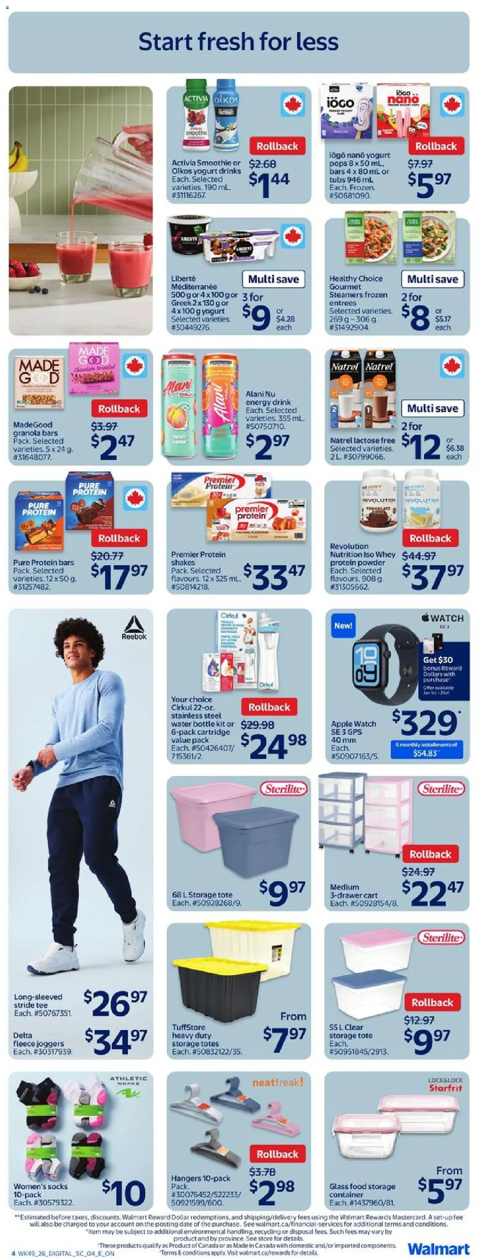 Walmart flyer valid from 01.01.2026 | Page: 6 | Products: Powder, Yogurt, Chocolate, Socks