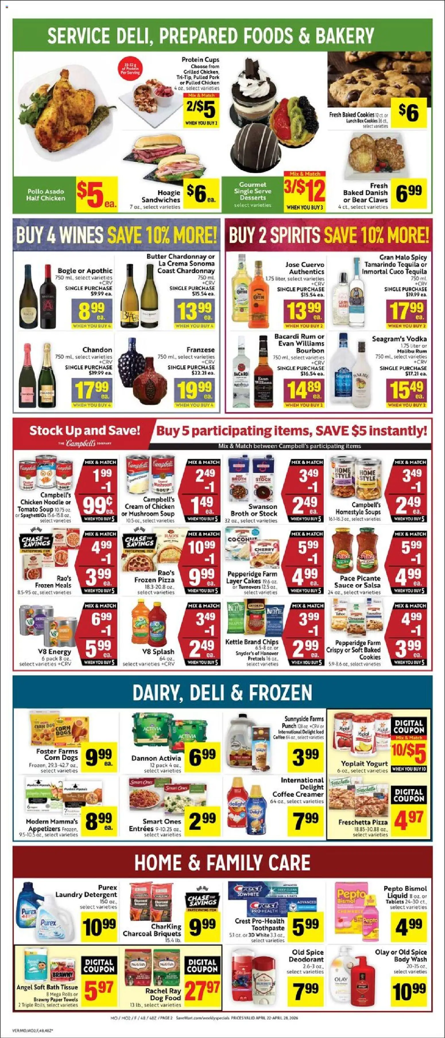 Save Mart Weekly - CA - valid from 22.04.2026 | Page: 2 | Products: Corn, Dog Food, Deodorant, Detergent