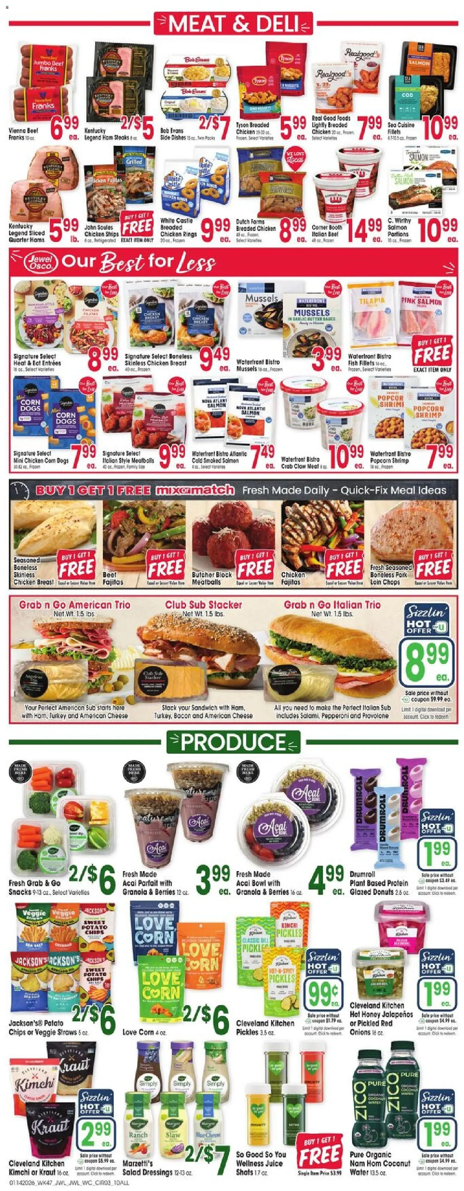 Jewel Osco Weekly Ad - valid from 14.01.2026 | Page: 3 | Products: Juice, Salad, Garlic, Dill