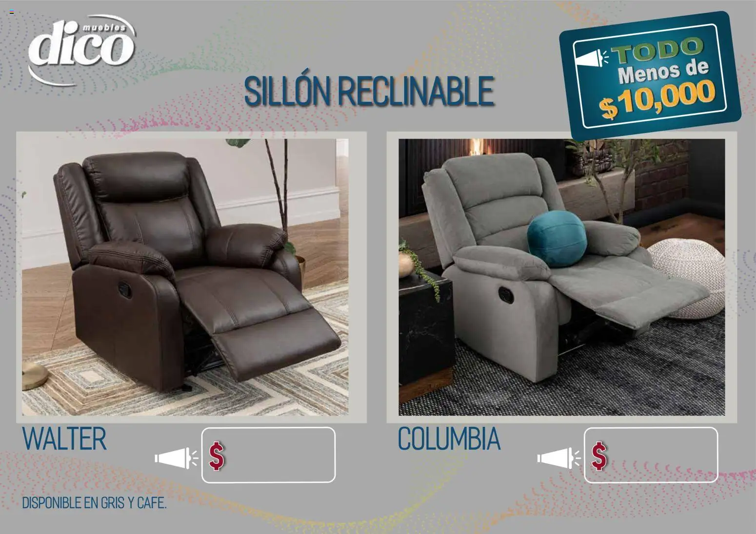 Nuevas ofertas de Muebles Dico válidas en toda la República Mexicana desde el 09.04.2026. ¡Encuentra las mejores ofertas en Muebles Dico catálogo Todo menos de 10000 Pacifico! | Página: 47 | Productos: Sillón