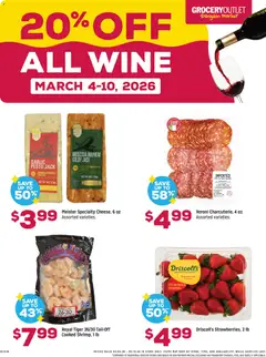 Preview of Grocery Outlet weekly ads valid from 04.03.2026 | Page: 3 | Products: Cheese, Wine, Strawberries, Garlic