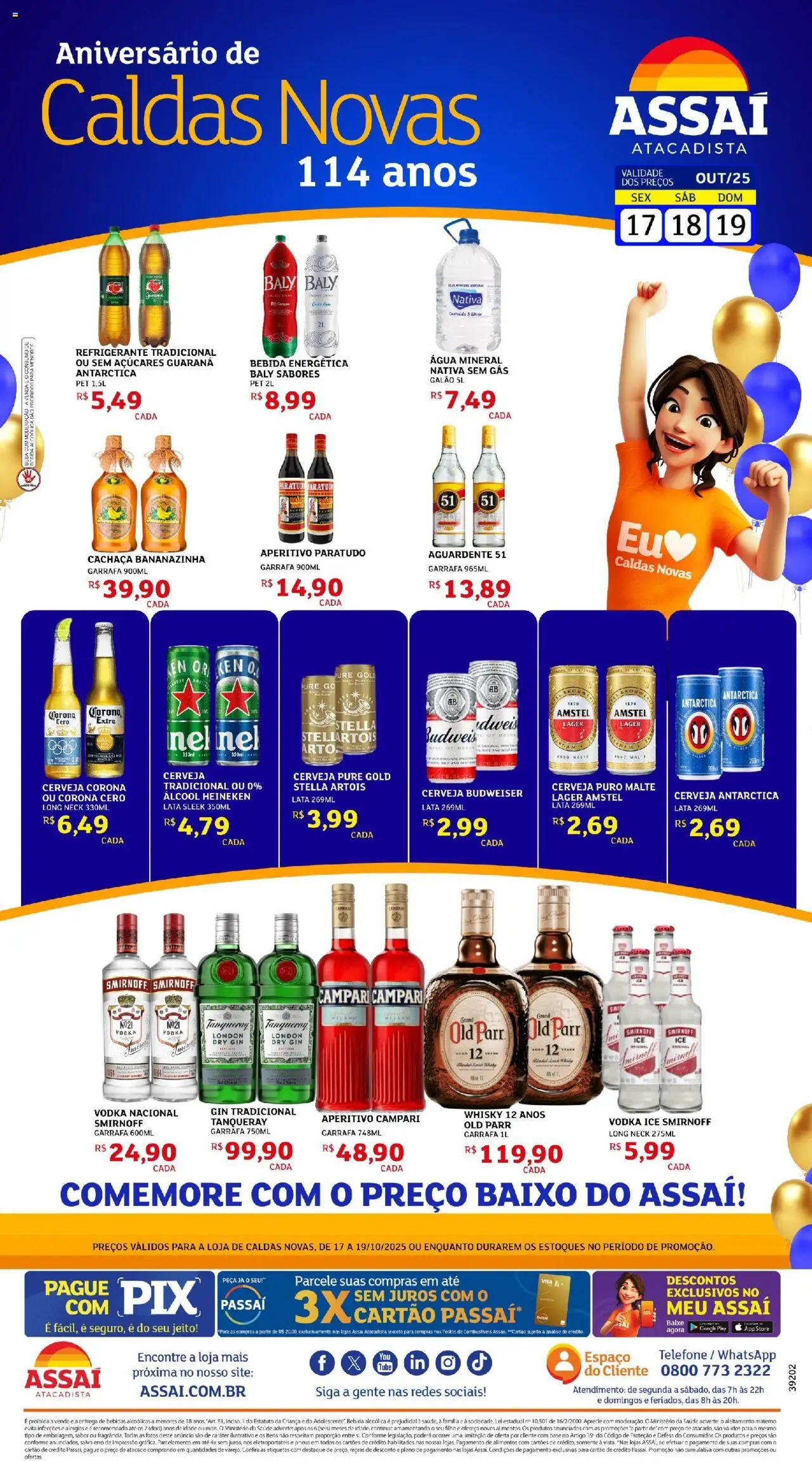 Assaí Atacadista Folheto - válido de 17.10.2025 | Página: 1 | Produtos: Guaraná, Cerveja, Pneus, Gin