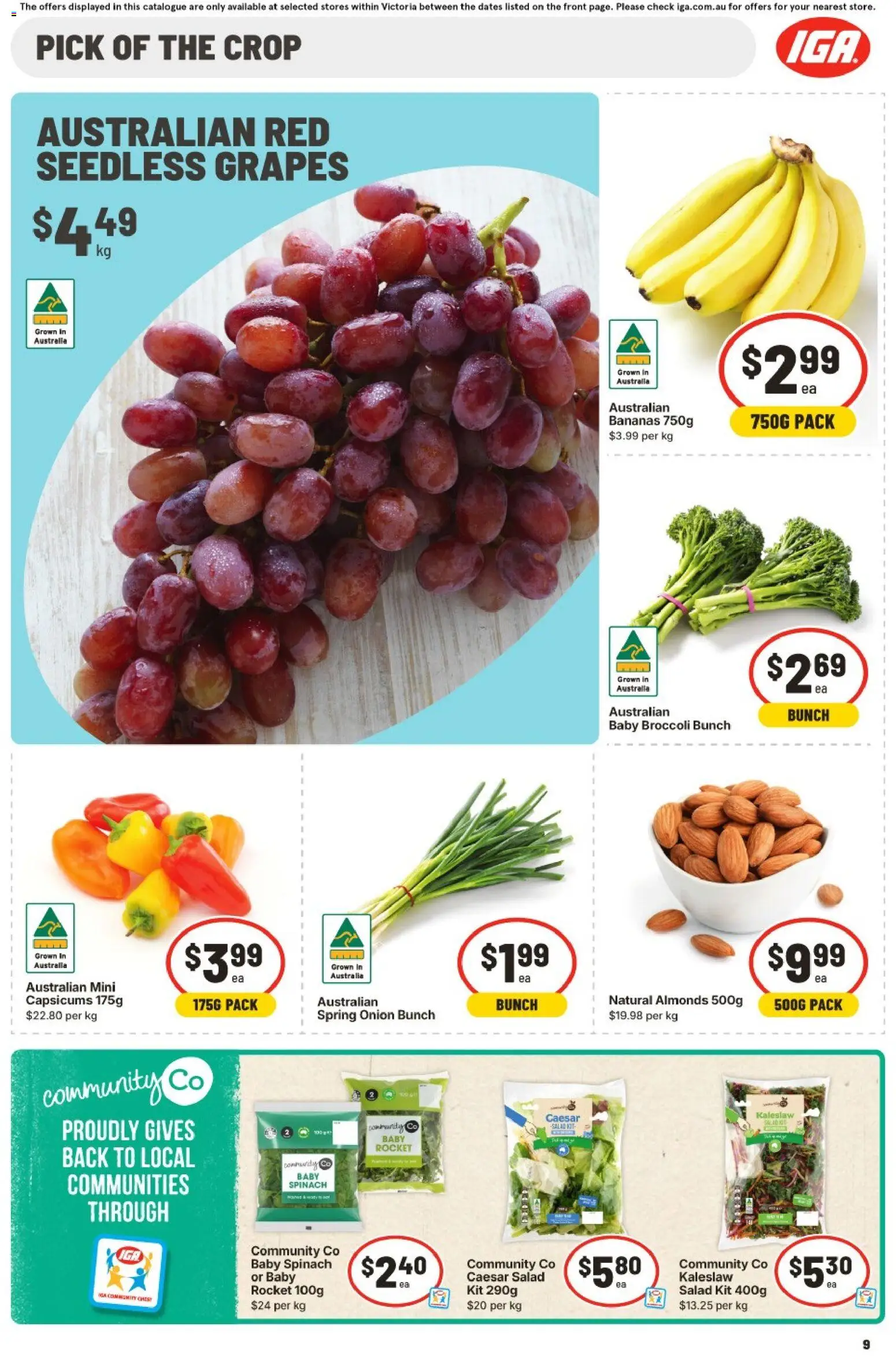 IGA catalogue - valid from 11.03.2026 | Page: 11 | Products: Bananas, Rocket, Spinach, Grapes