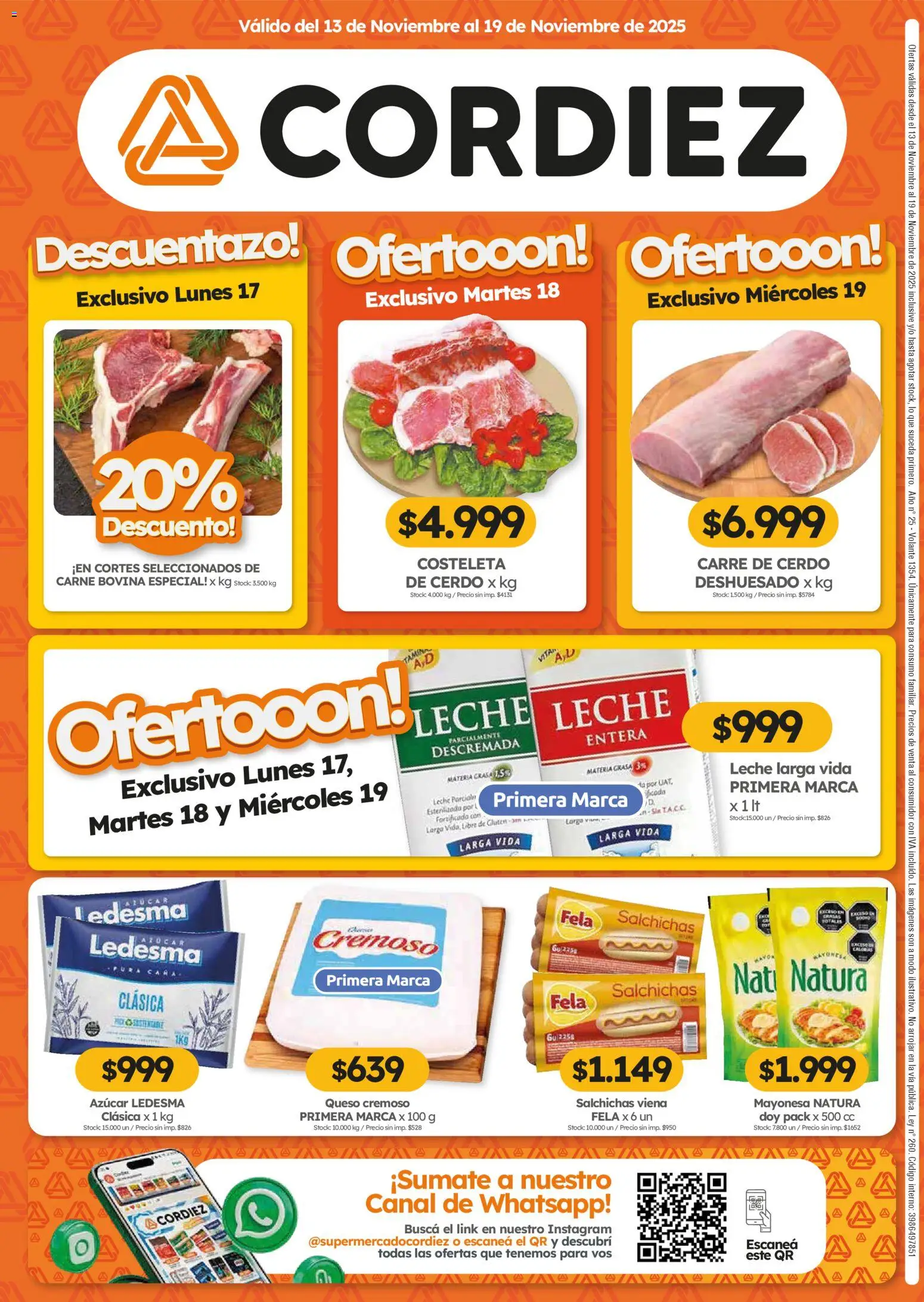 Cordiez ofertas │ válido desde el 13.11.2025 | Página: 12 | Productos: Azucar, Mayonesa, Queso, Cerdo