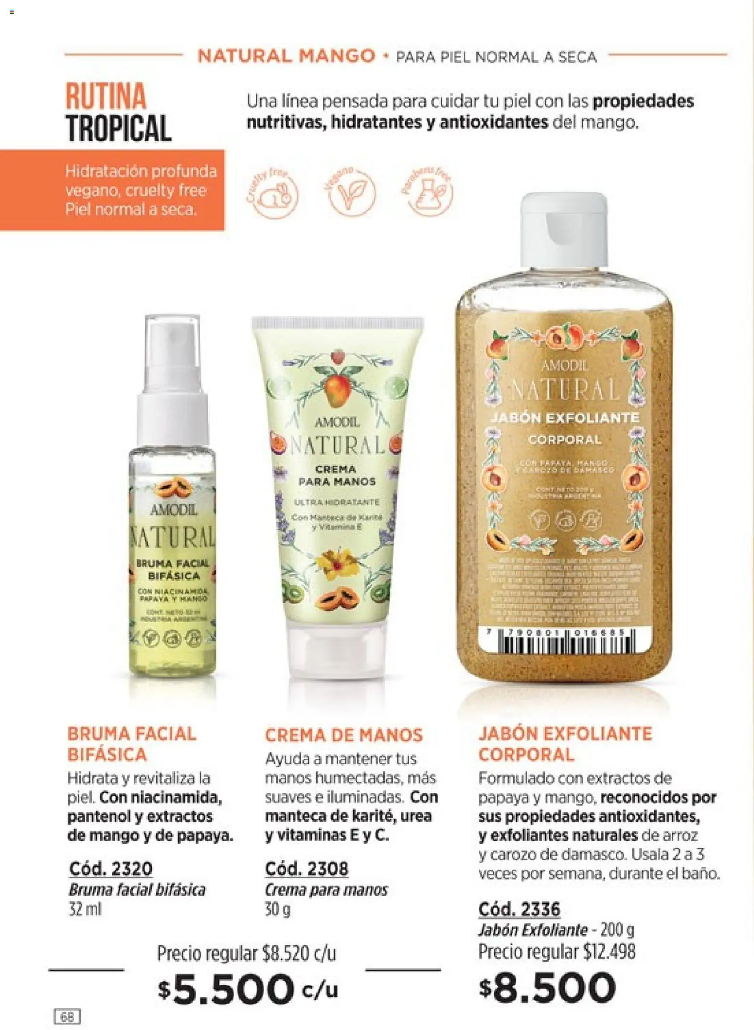 Catálogo Amodil Campaña 3 │ válido desde el 01.03.2026 | Página: 68 | Productos: Crema de manos, Jabón, Mango, Manteca
