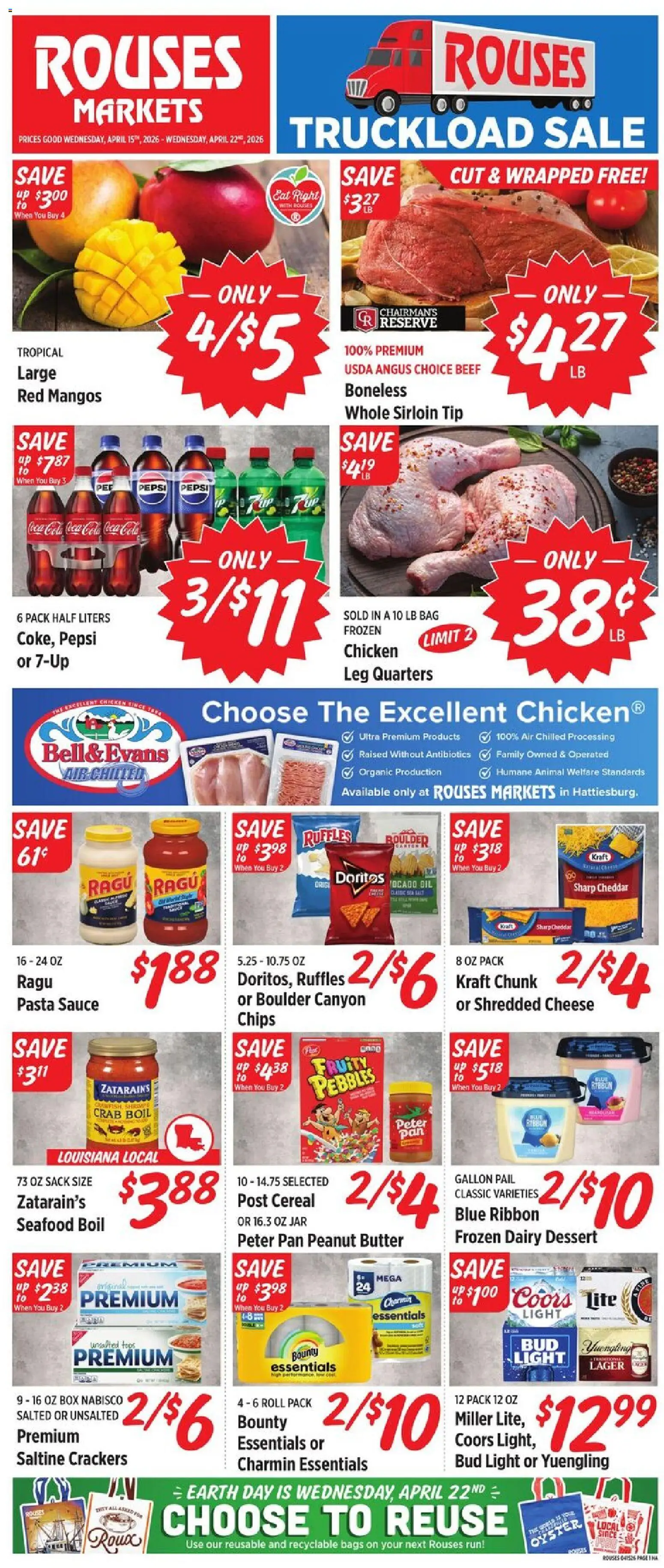 Rouses Weekly Ad - MS - valid from 15.04.2026 | Page: 1 | Products: Pan, Butter, Cheese, Chips