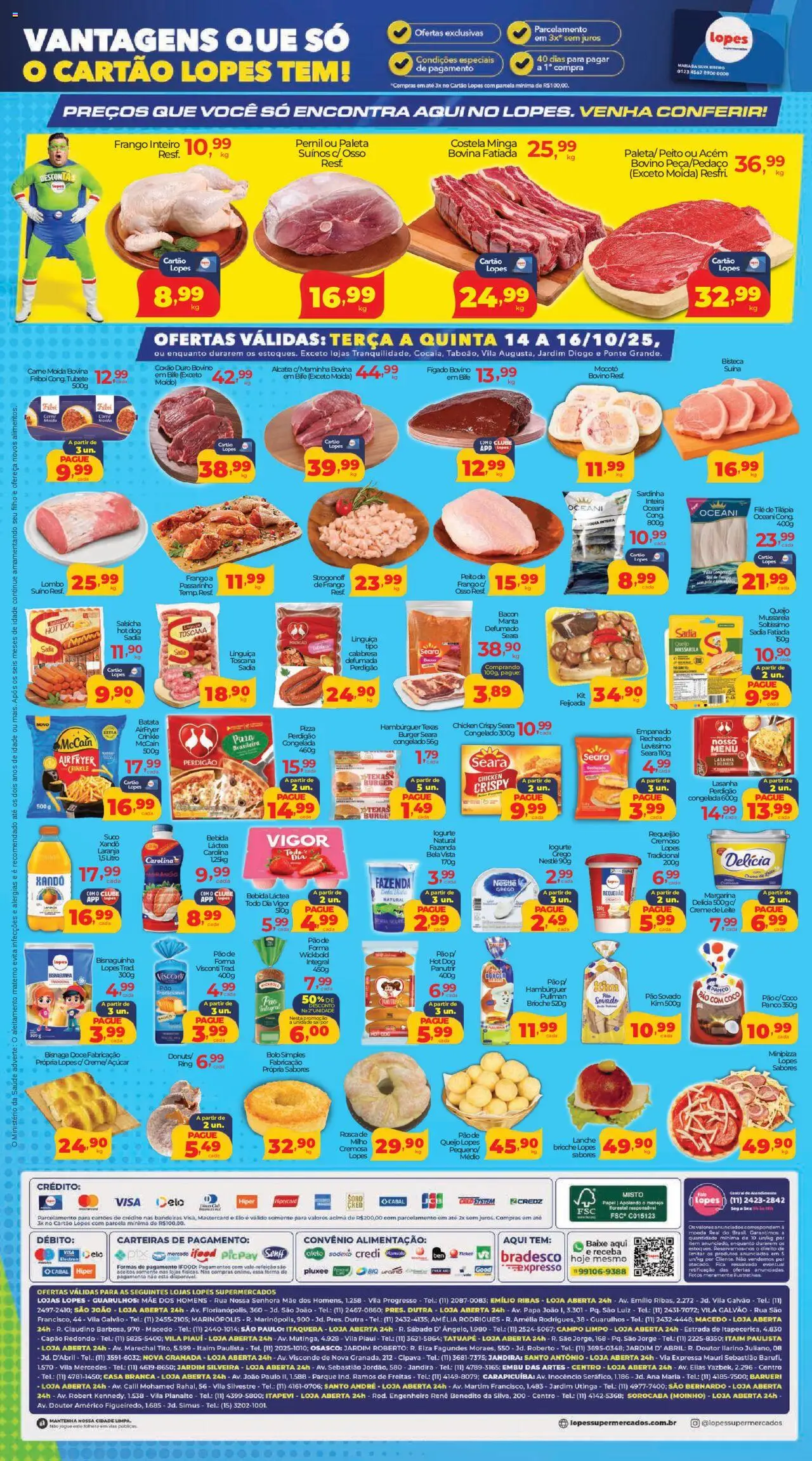 Lopes Supermercados Folheto - válido de 14.10.2025 | Página: 2 | Produtos: Leite, Carne, Pão de forma, Mussarela