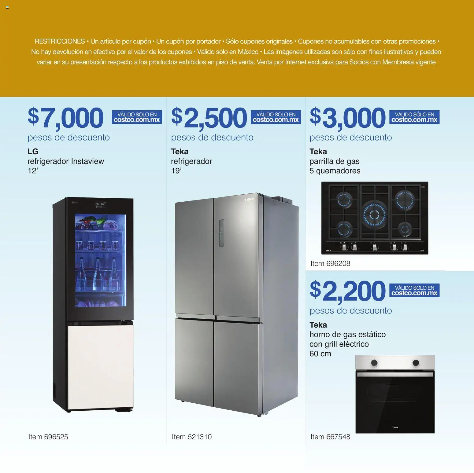Nuevas ofertas de Costco válidas en toda la República Mexicana desde el 10.11.2025. ¡Encuentra las mejores ofertas en Costco catálogo Pre-Navideños! | Página: 21 | Productos: Refrigerador, Horno, Parrilla