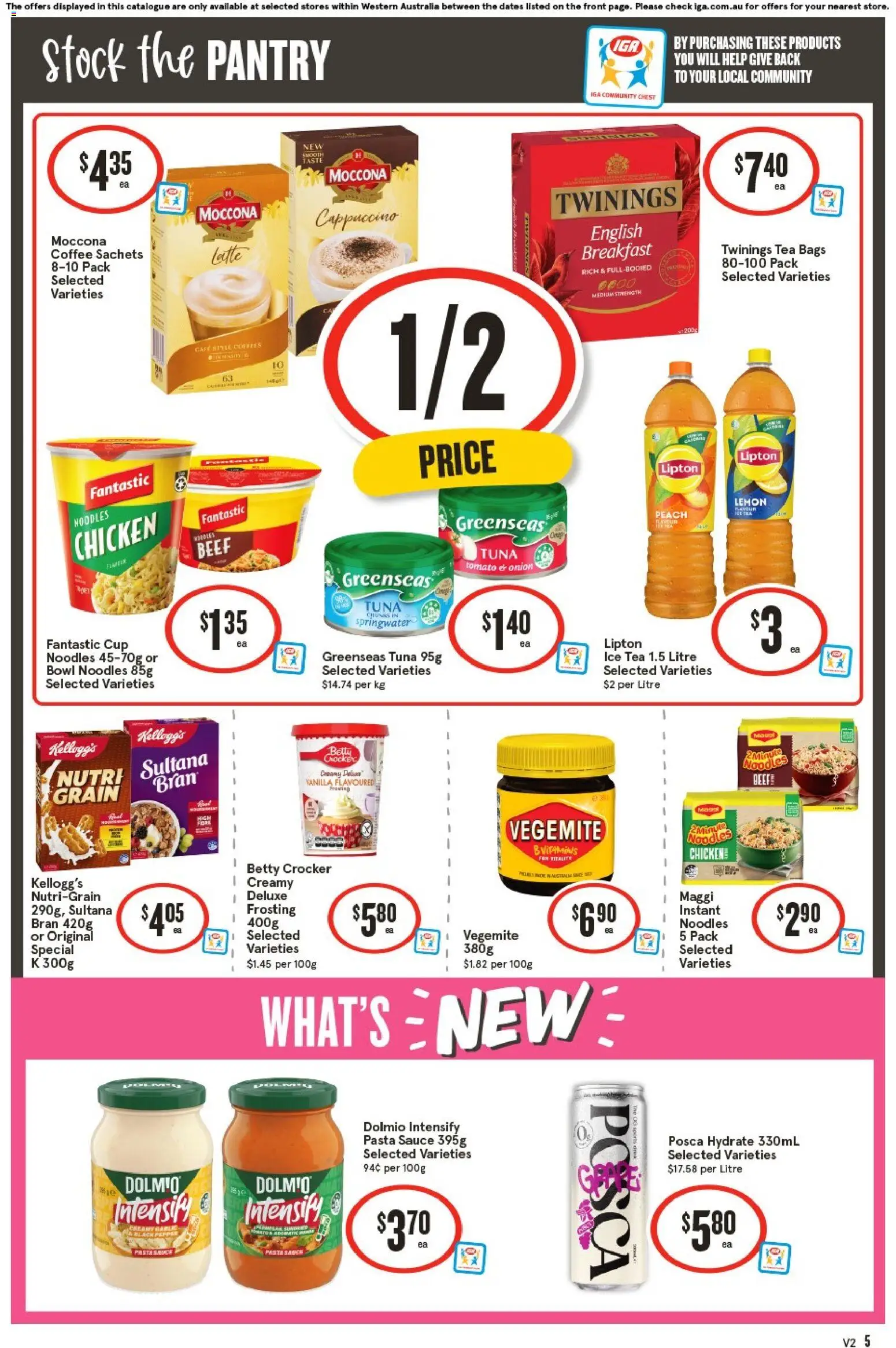 IGA catalogue - valid from 21.01.2026 | Page: 5 | Products: Pasta, Pepper, Vegemite, Moccona
