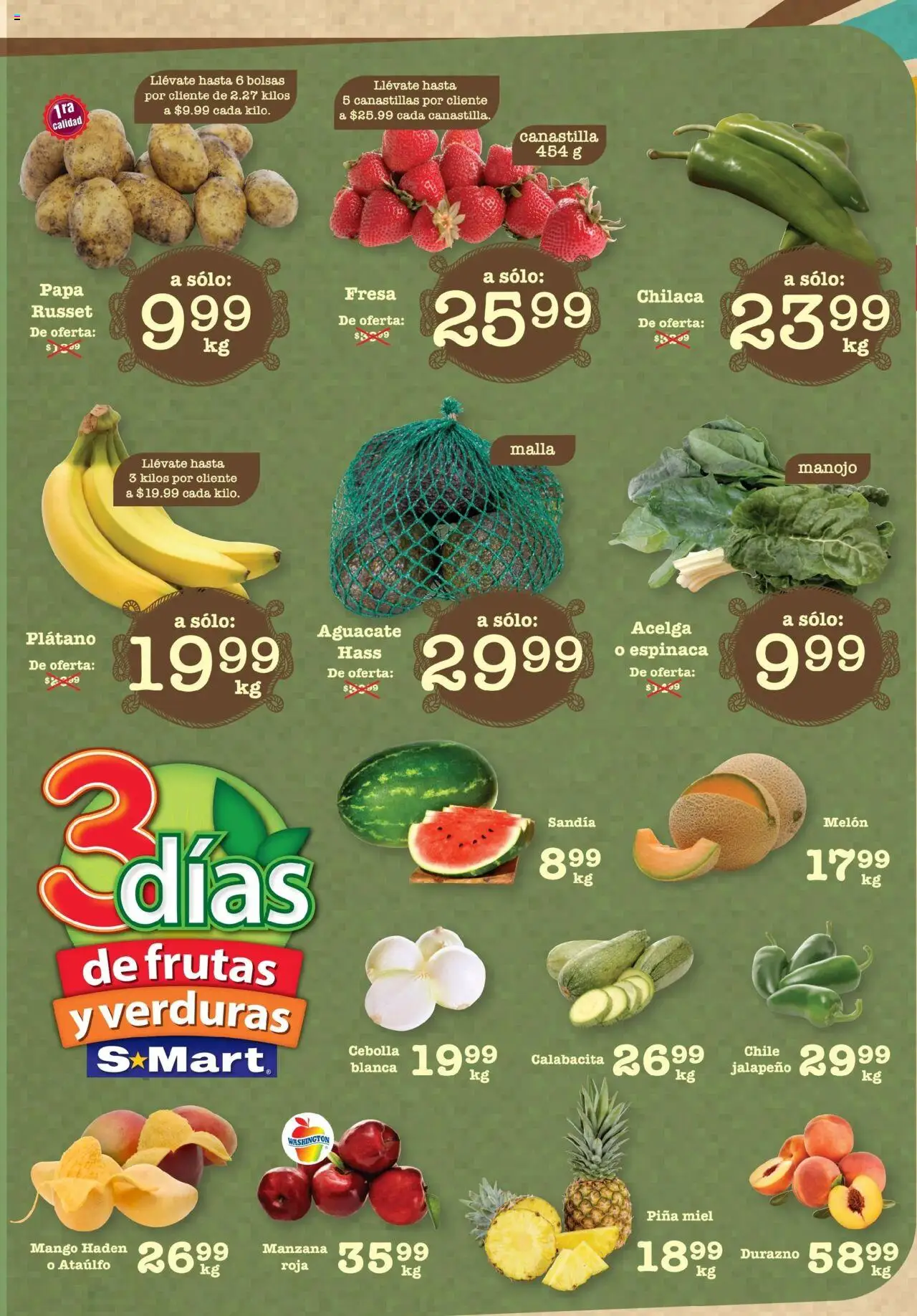 Nuevas ofertas de S-Mart válidas en toda la República Mexicana desde el 15.07.2025. ¡Encuentra las mejores ofertas en S-Mart - Folleto - Chihuahua! | Página: 1 | Productos: Cebolla, Plátano, Manzana, Piña