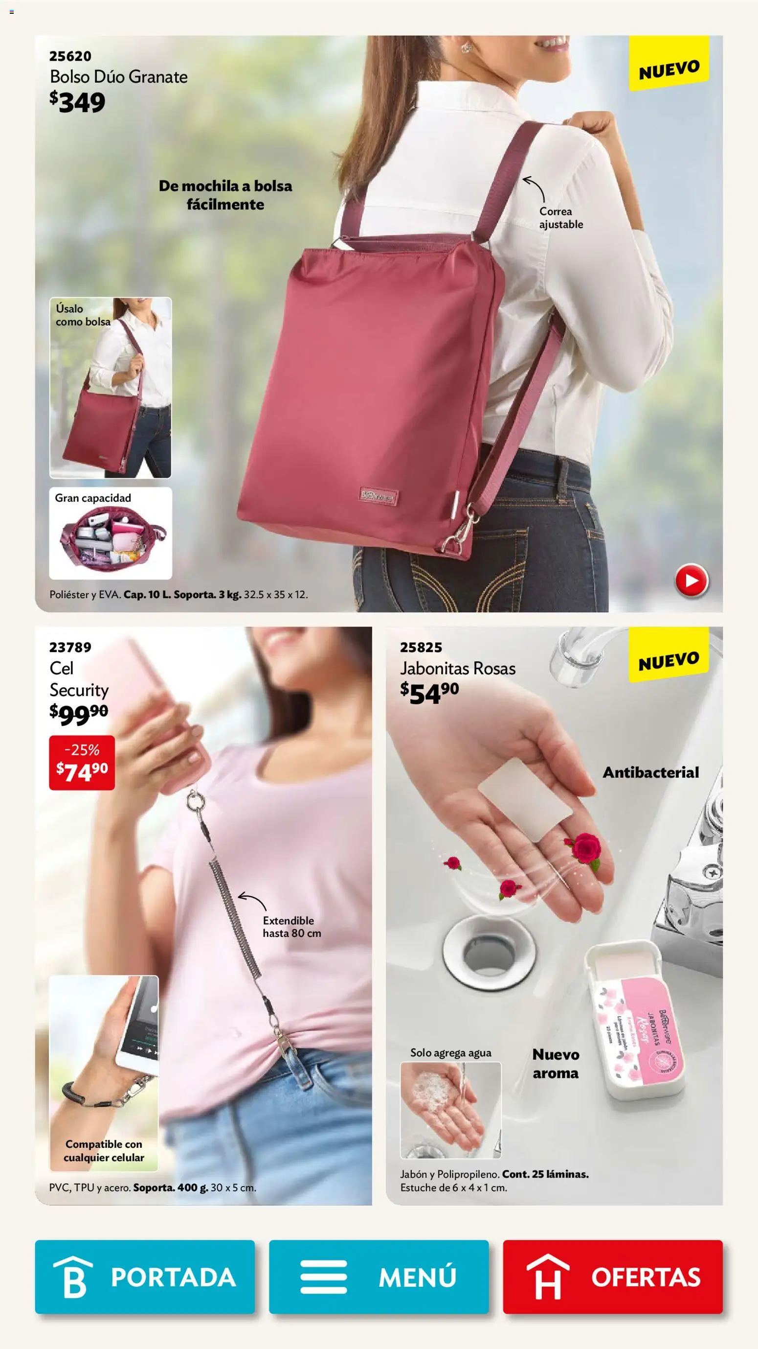 Nuevas ofertas de Betterware válidas en toda la República Mexicana desde el 01.12.2025. ¡Encuentra las mejores ofertas en Betterware campaña 12 2025! | Página: 114 | Productos: Bolsa, Agua, Mochila, Estuche