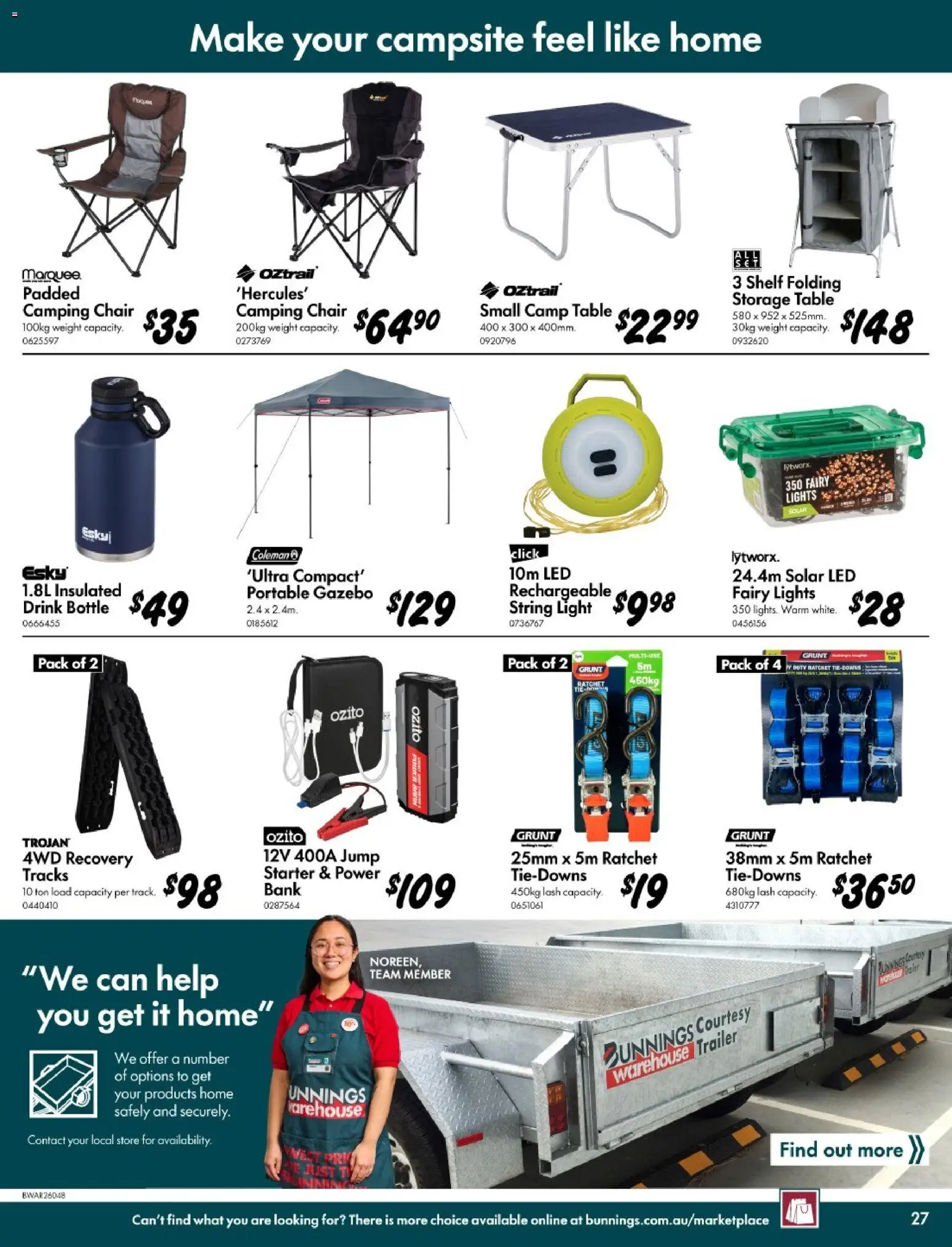 Bunnings Warehouse catalogue - valid from 11.03.2026 | Page: 27 | Products: Table, Chair, Light, Portable