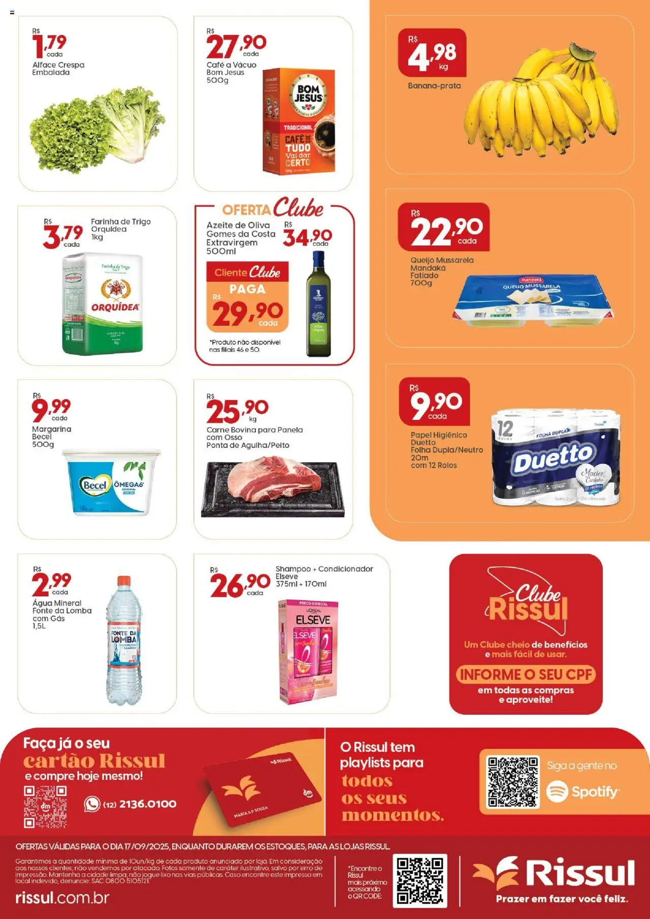 Rissul Folheto - válido de 17.09.2025 | Página: 2 | Produtos: Farinha de trigo, Panela, Café, Papel higiênico