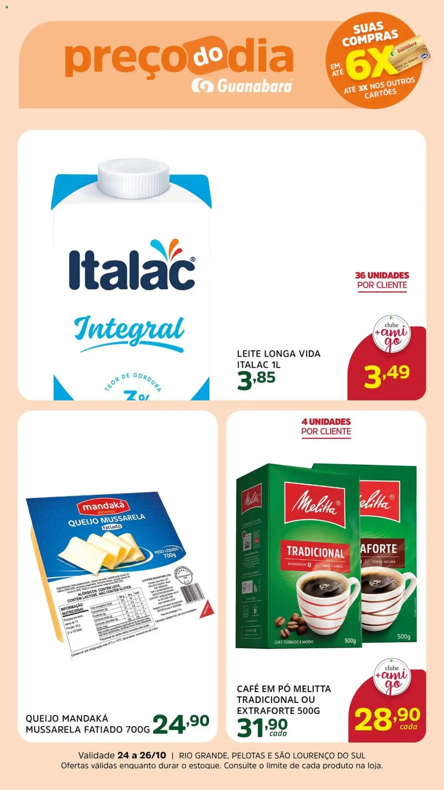 Supermercado Guanabara Folheto - válido de 24.10.2025 | Página: 3 | Produtos: Energético, Cerca, Cálcio, Mussarela