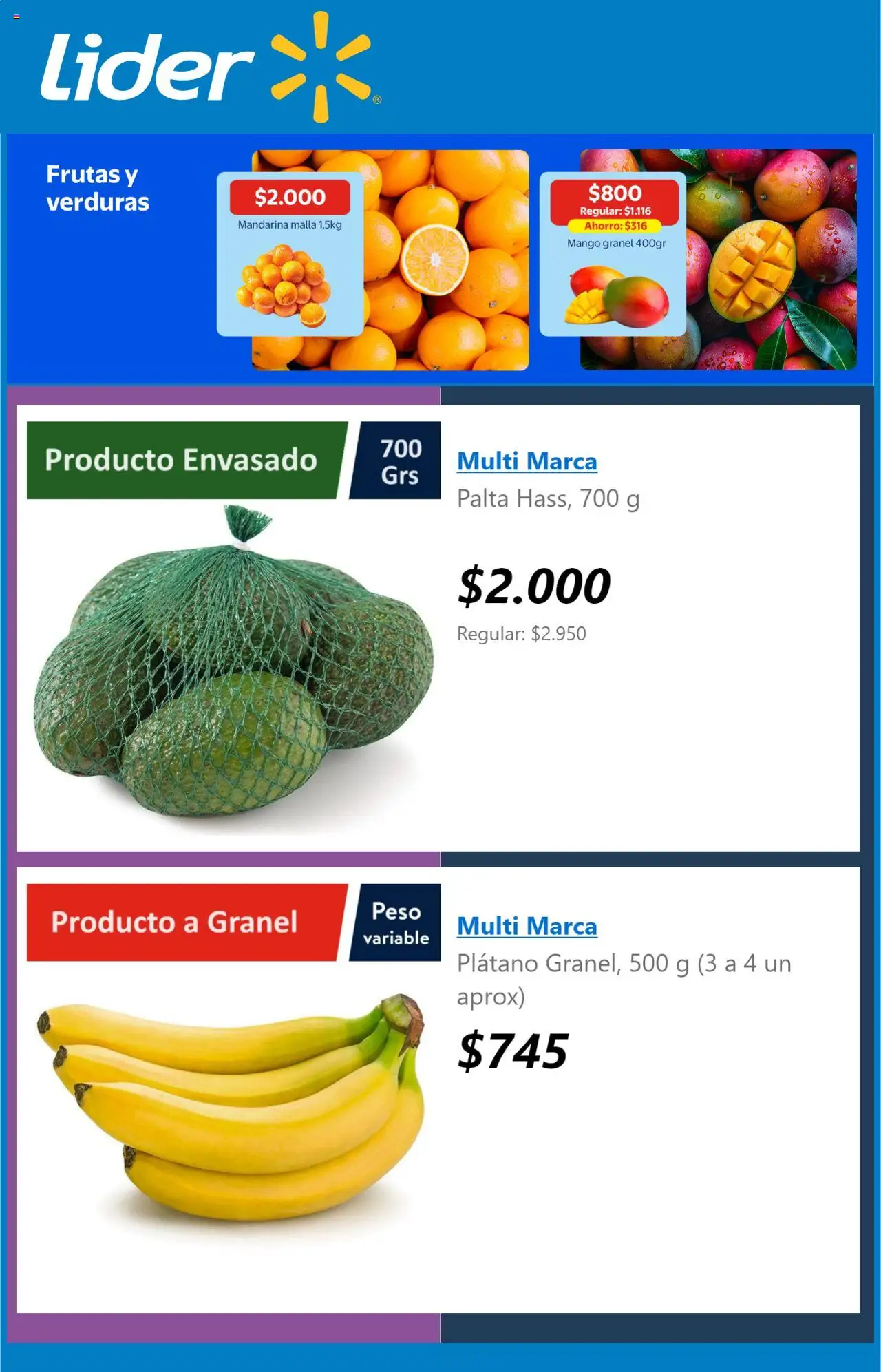 Lider ofertas  │ válido desde el 30.07.2025 | Página: 3 | Productos: Mango, Palta, Peso, Plátano