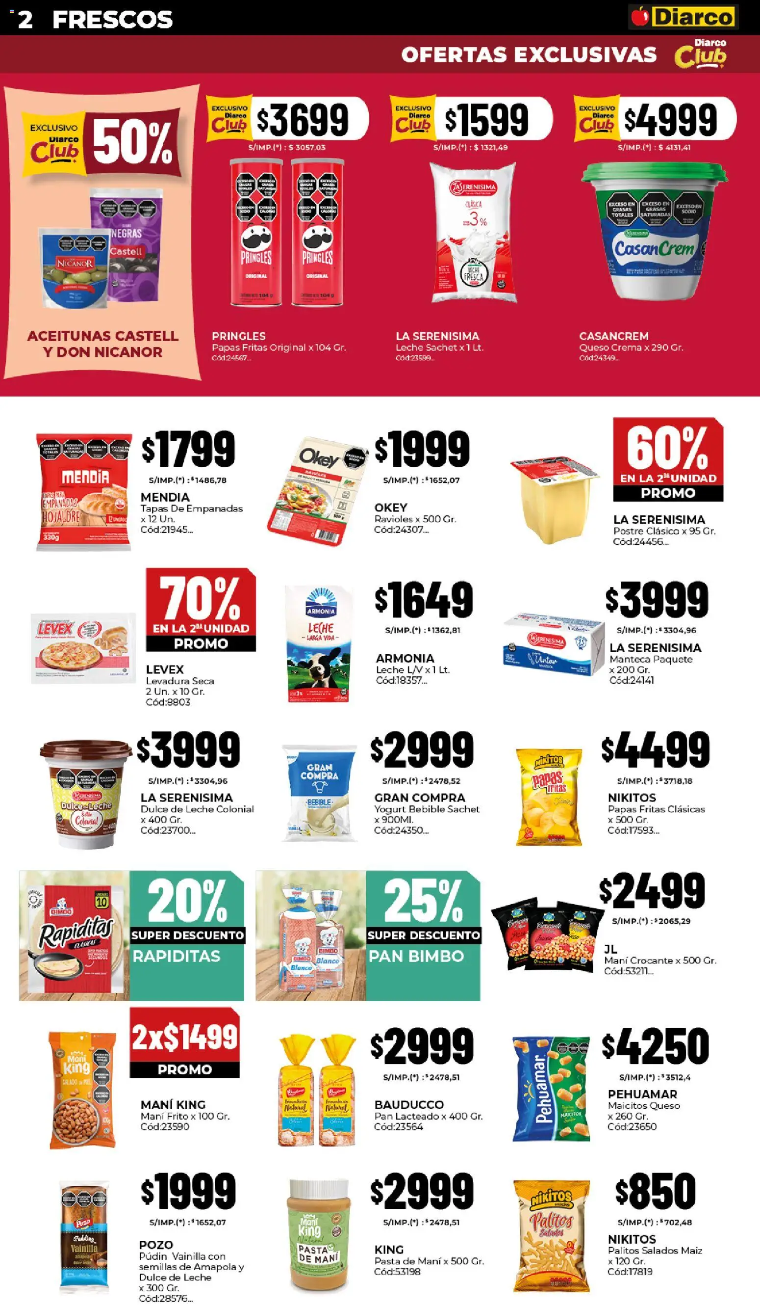 Diarco - Ofertas Pueblo Interior │ válido desde el 30.03.2026 | Página: 2 | Productos: Aceitunas, Leche, Ravioles, Crema
