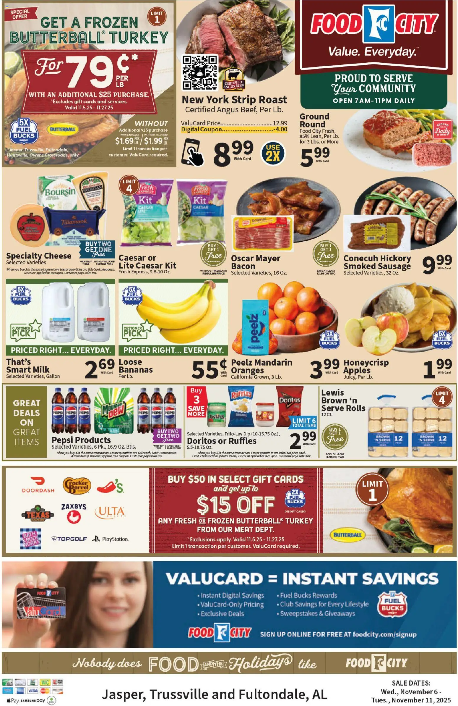 Food City Weekly Ad - valid from 06.11.2025 | Page: 1 | Products: Bath, Milk, Cheese, Apples