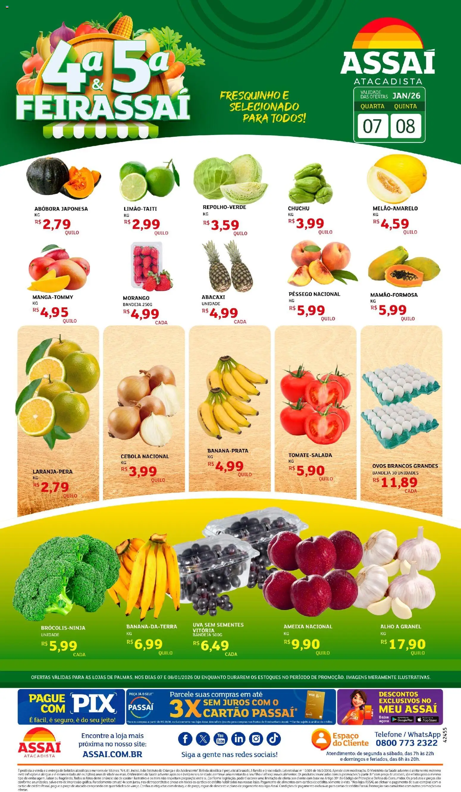Assaí Atacadista Folheto - válido de 08.01.2026 | Página: 1 | Produtos: Abóbora, Alho, Cebola, Bebida