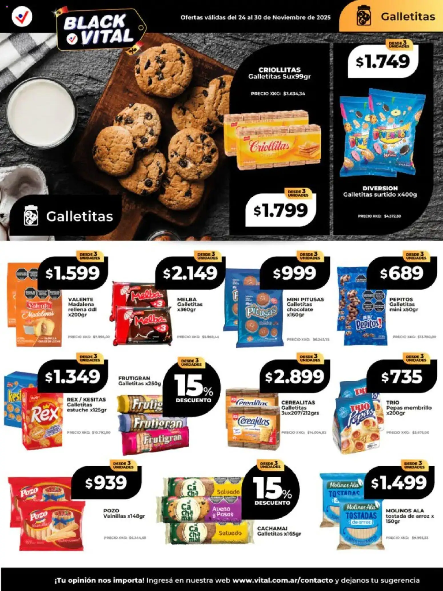 Vital - Ofertas - Salta │ válido desde el 24.11.2025 | Página: 19 | Productos: Galletitas, Avena, Chocolate, Arroz