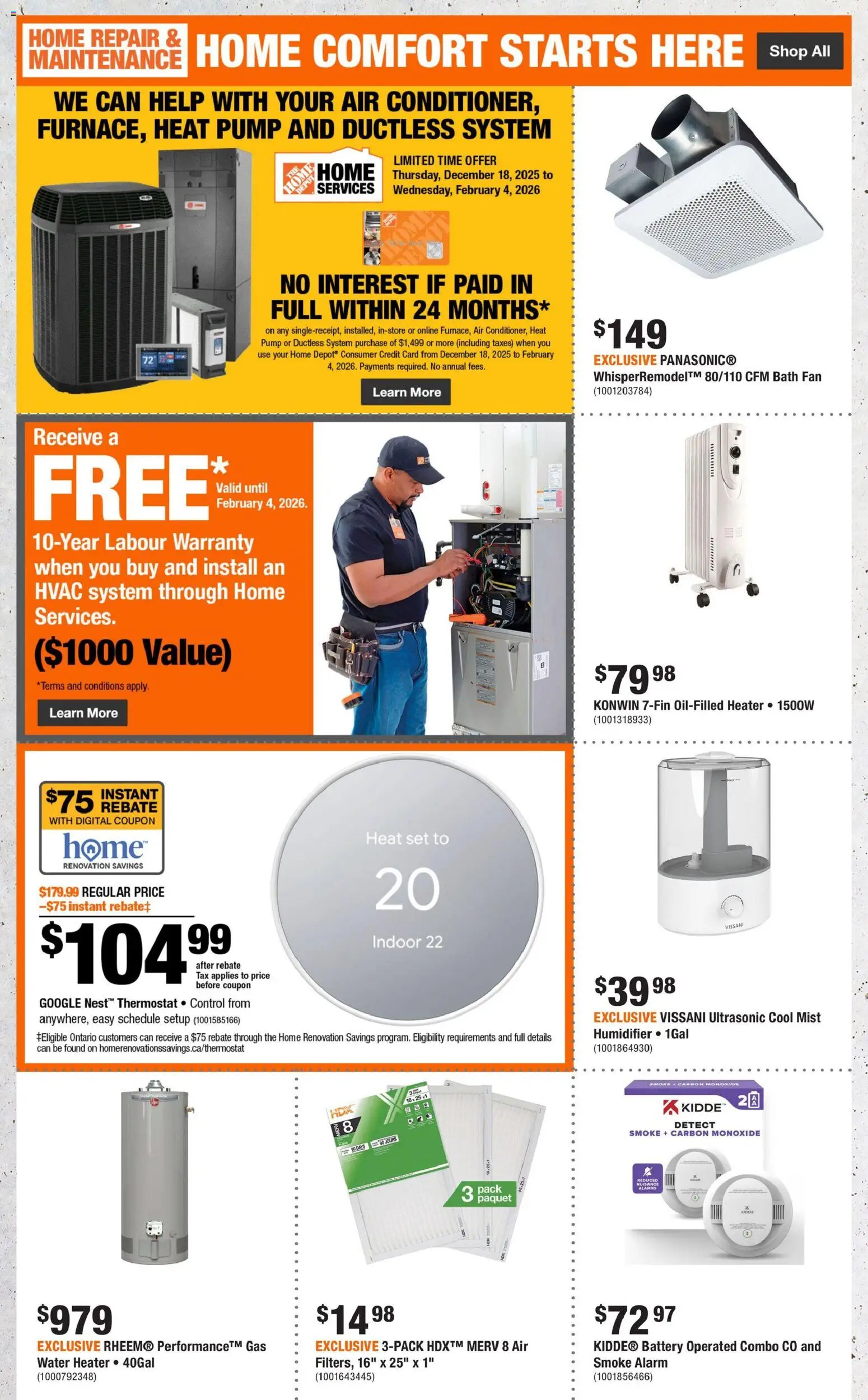 Home Depot flyer valid from 15.01.2026 | Page: 5 | Products: Fan, Battery, Bath