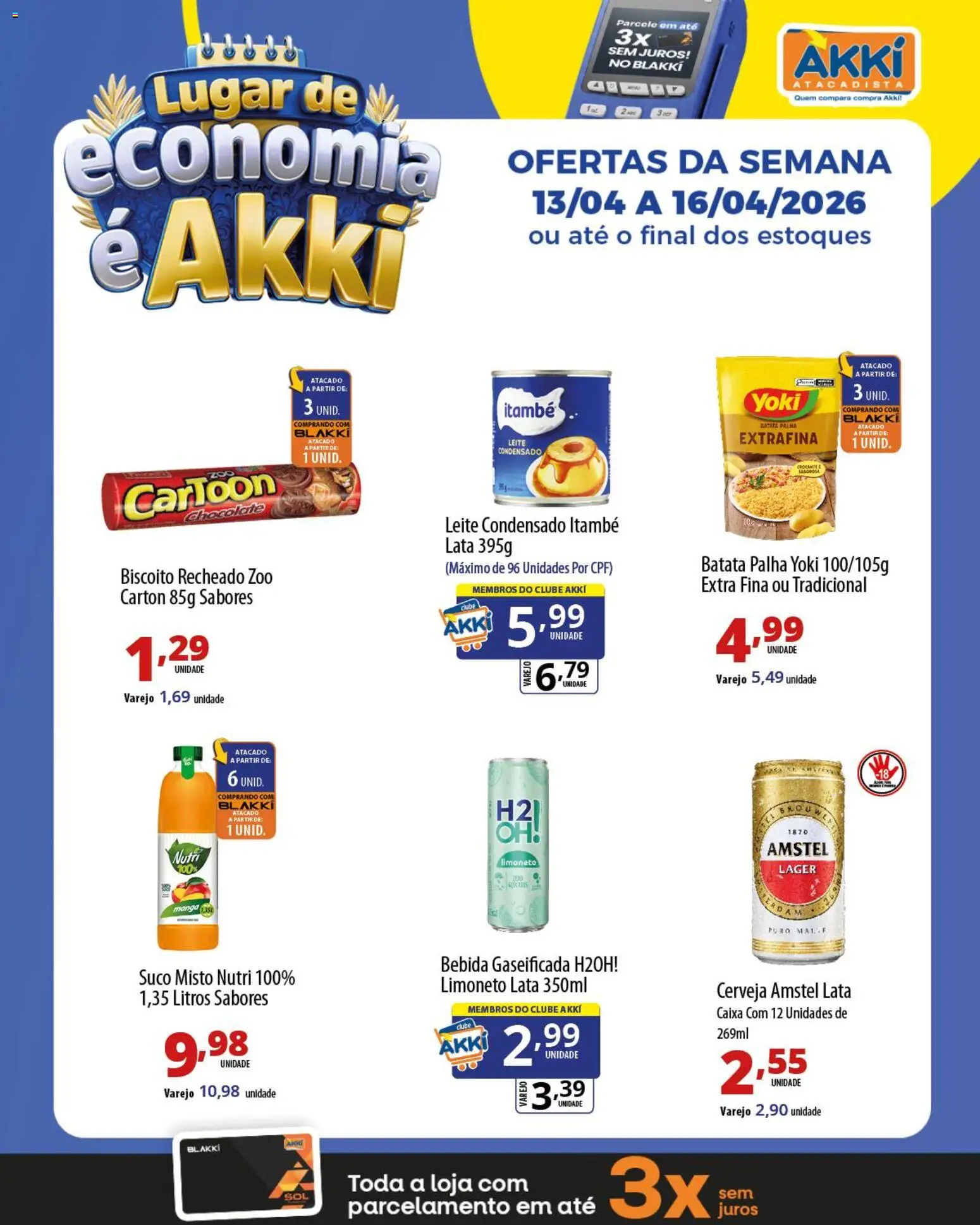 Akki Atacadista Folheto - válido de 13.04.2026 | Página: 5 | Produtos: Suco, Cerveja, Batata palha, Biscoito recheado