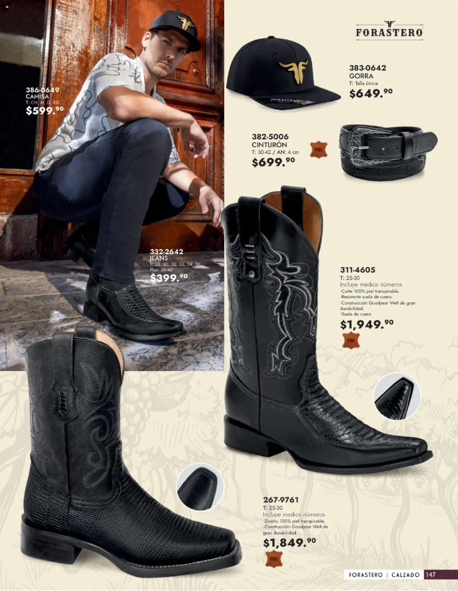 Nuevas ofertas de Andrea válidas en toda la República Mexicana desde el 25.01.2026. ¡Encuentra las mejores ofertas en Andrea catálogo Calzado Caballero! | Página: 147 | Productos: Gorra, Cinturón, Camisa