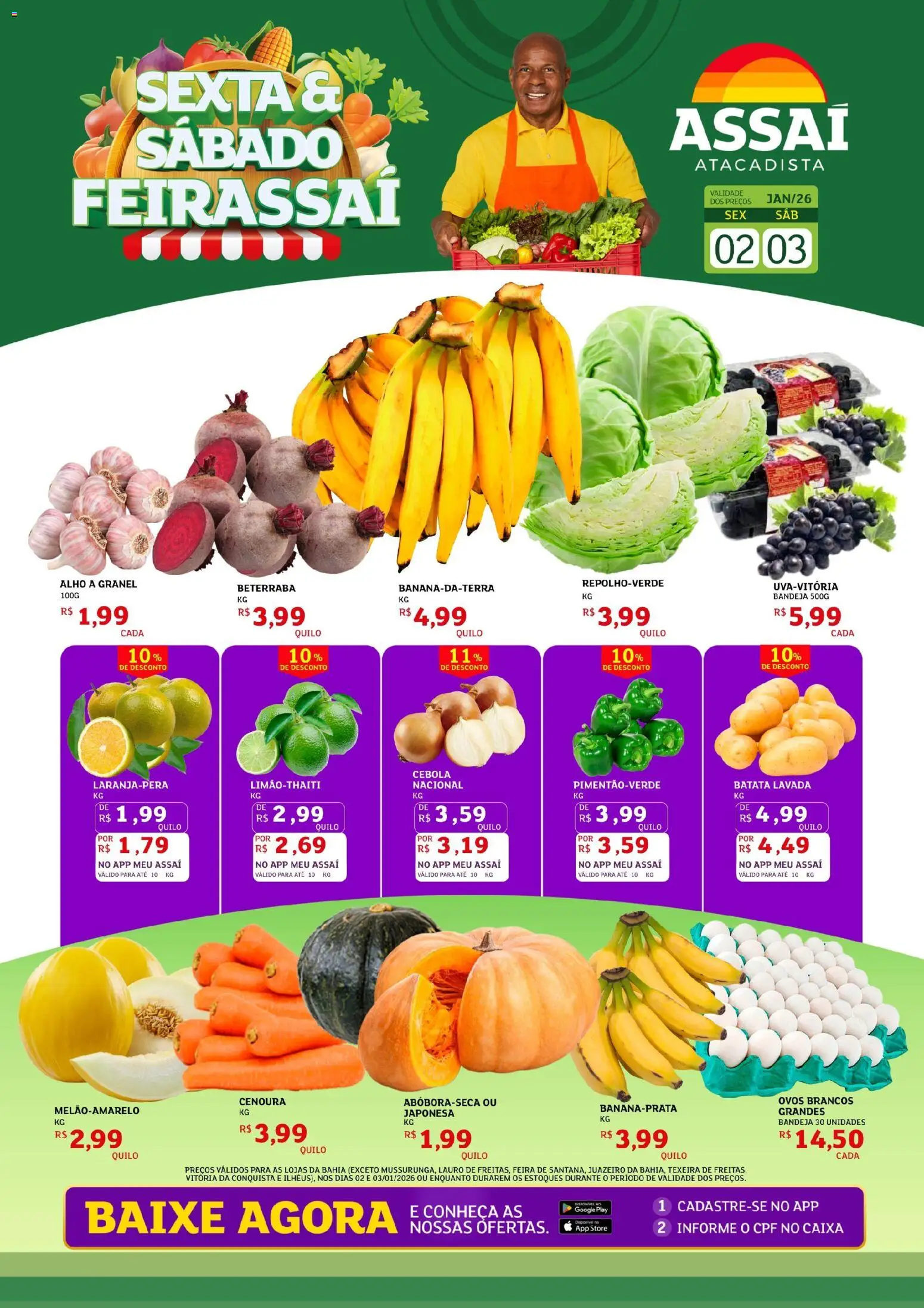 Assaí Atacadista Folheto - válido de 02.01.2026 | Página: 1 | Produtos: Alho, Beterraba, Caixa, Batata
